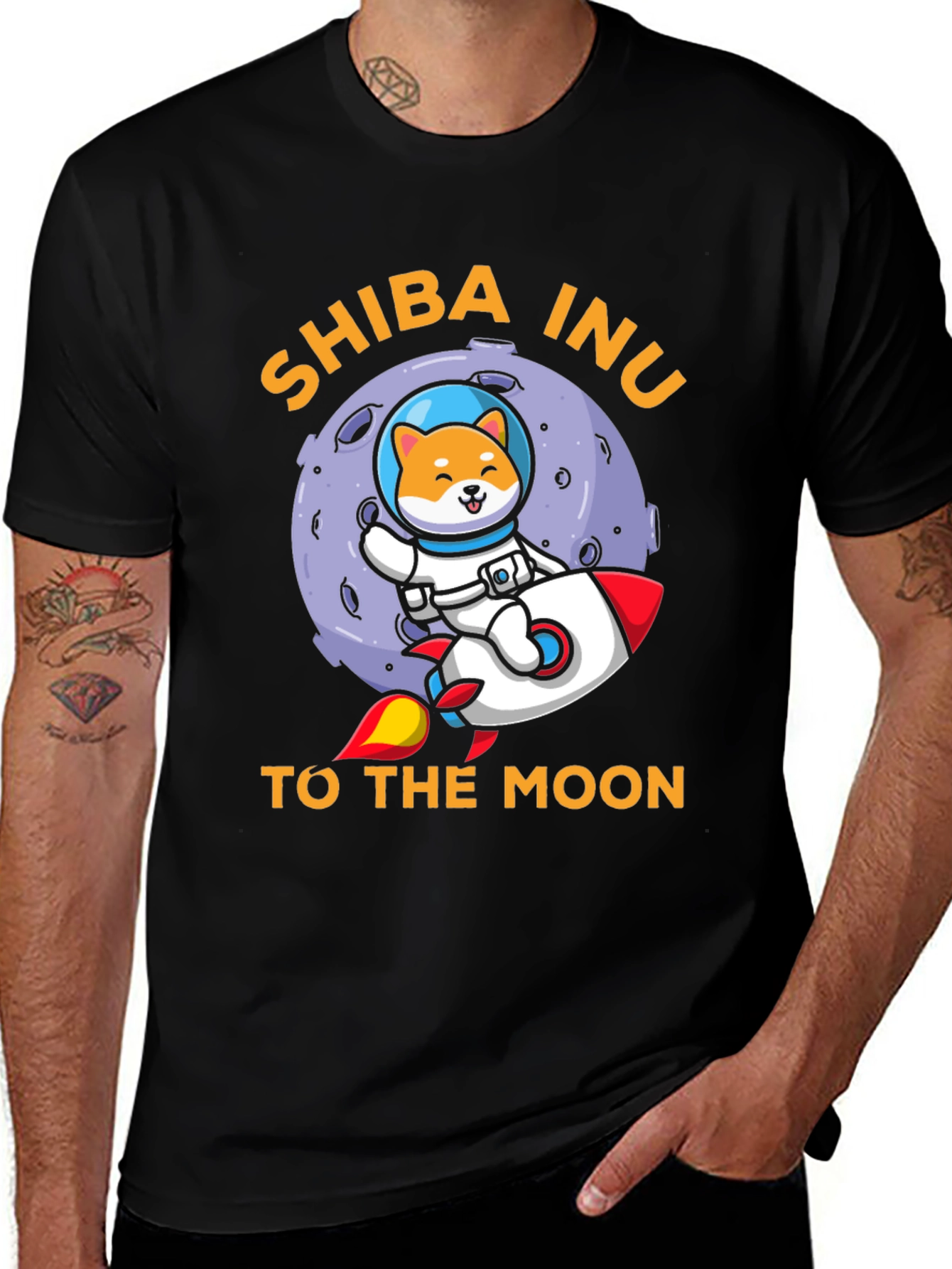 Shiba Inu To The Moon Black T-Shirt
