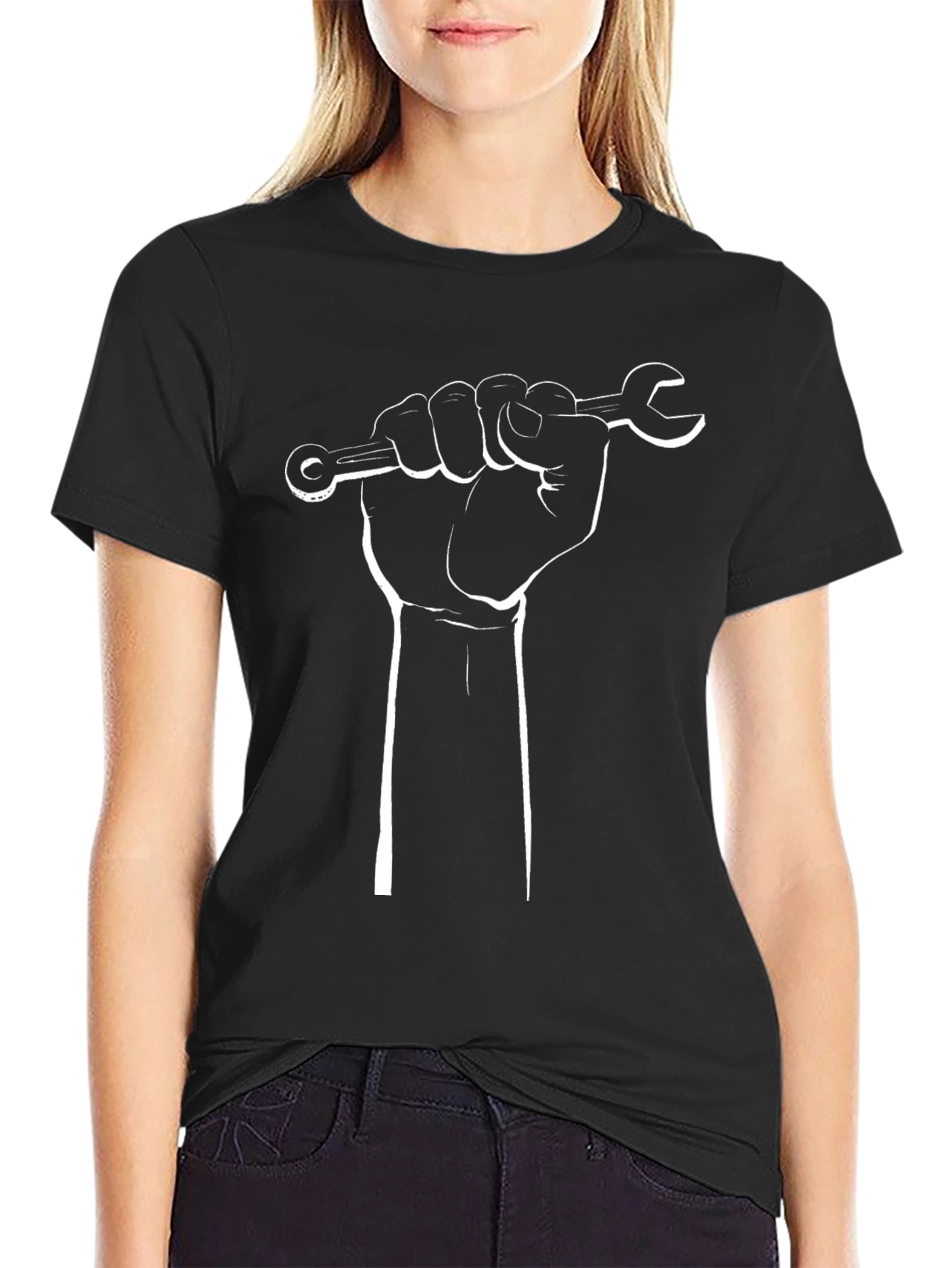 Wrench Power Fist Graphic Tee - Black Cotton