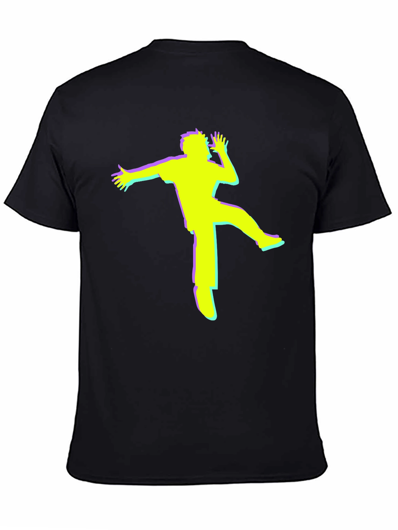 Retro Glitch Dancer Graphic Tee - Black