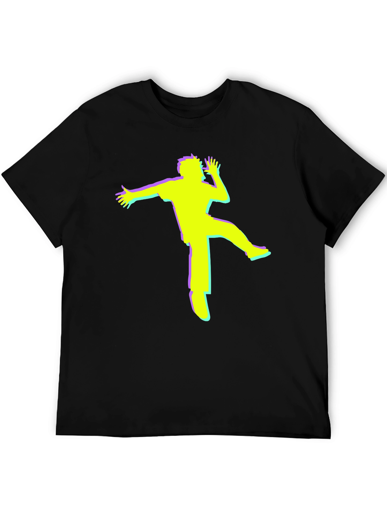 Retro Glitch Dancer Graphic Tee - Black