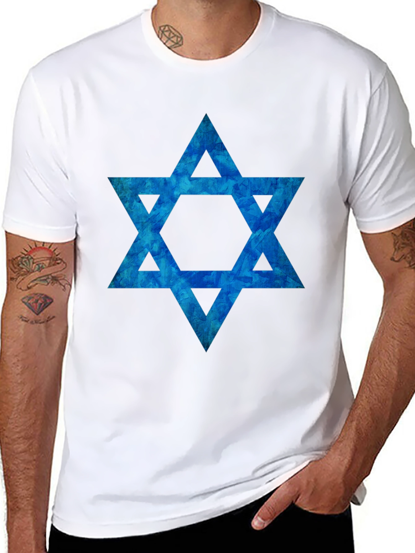 Star of David Graphic Tee - Black Cotton Blend