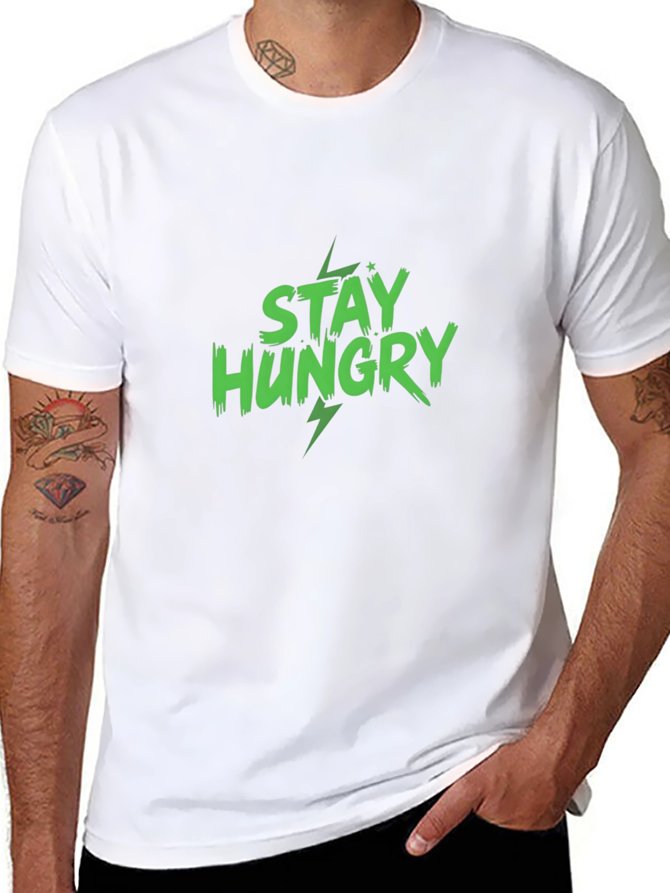 Stay Hungry Graphic Print Black T-Shirt