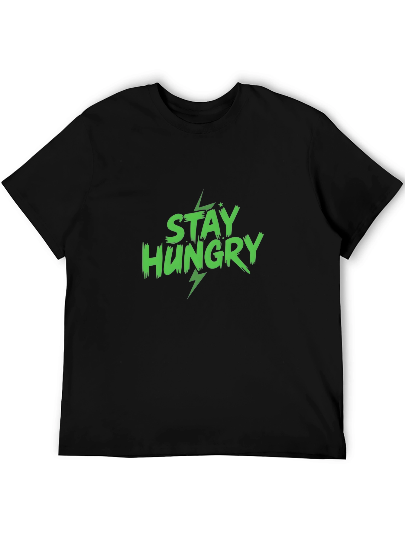 Stay Hungry Graphic Print Black T-Shirt