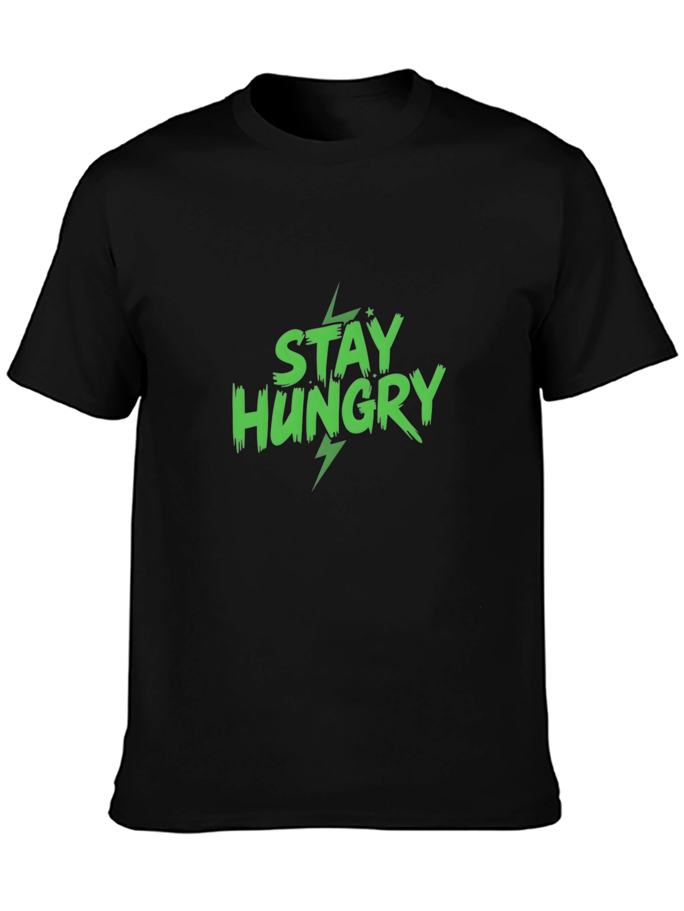 Stay Hungry Graphic Print Black T-Shirt