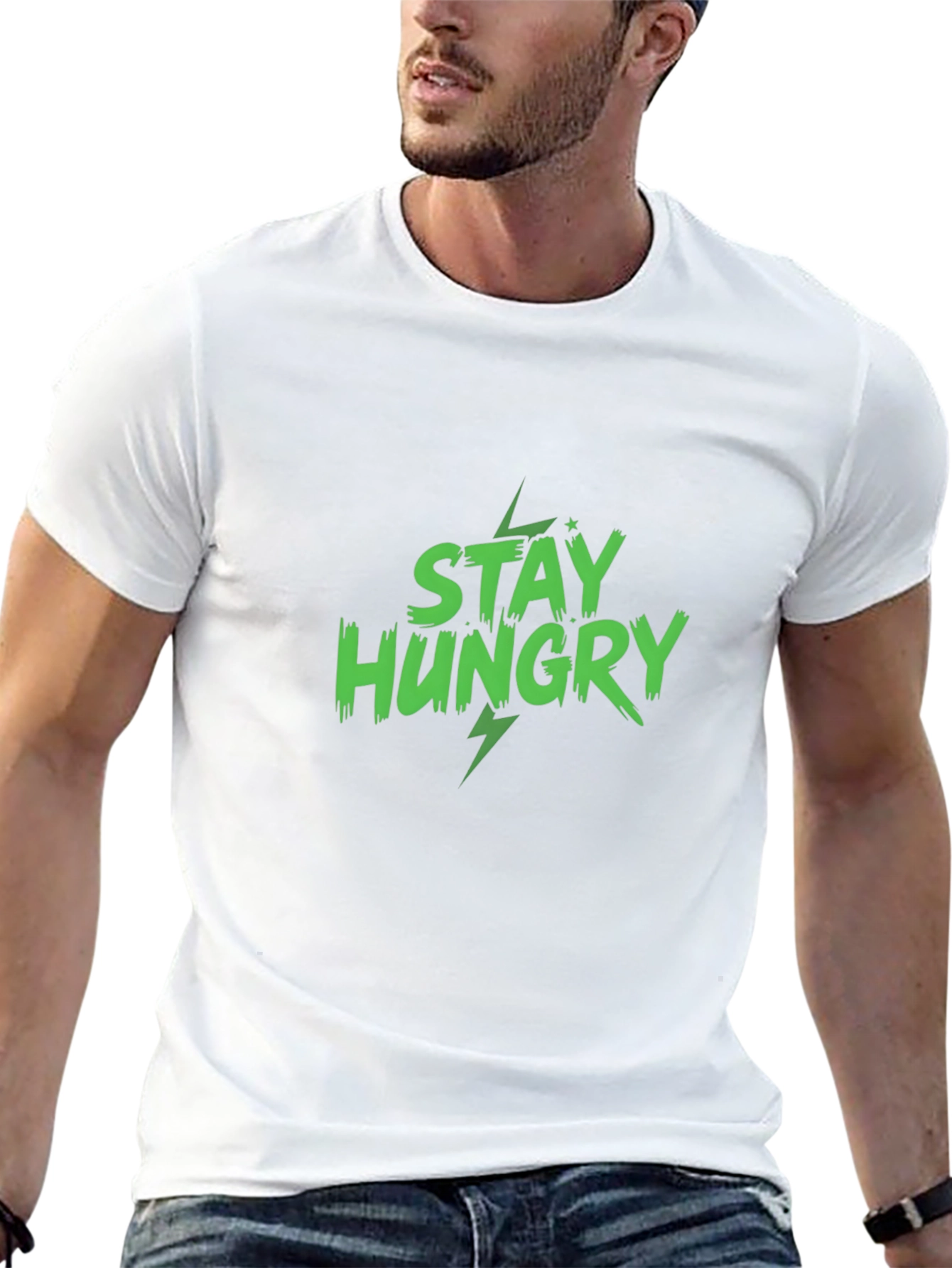 Stay Hungry Graphic Print Black T-Shirt