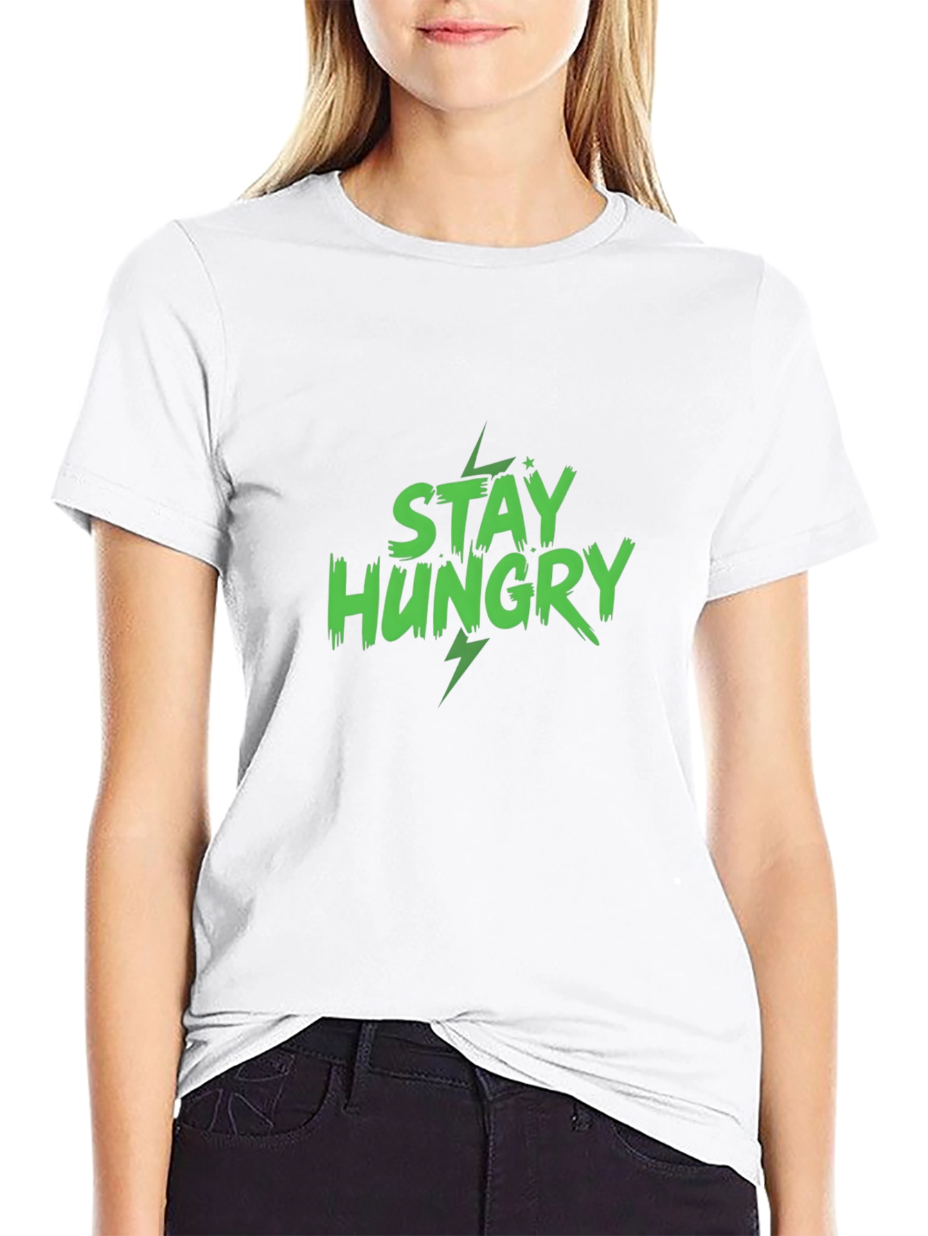 Stay Hungry Graphic Print Black T-Shirt