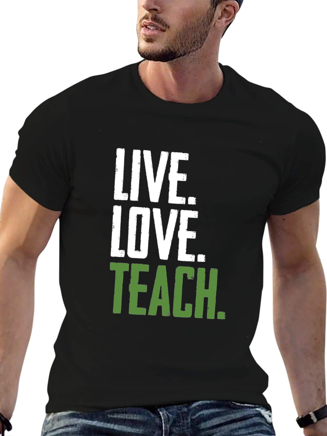 Live Love Teach Black Crewneck T-Shirt