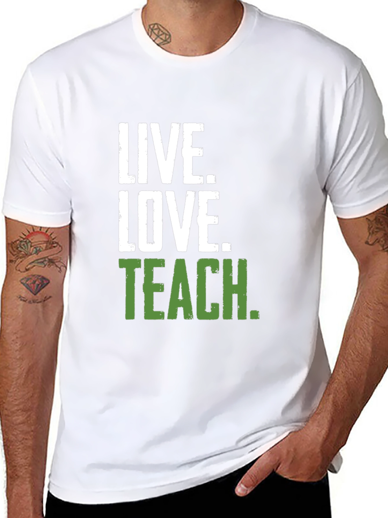 Live Love Teach Black Crewneck T-Shirt