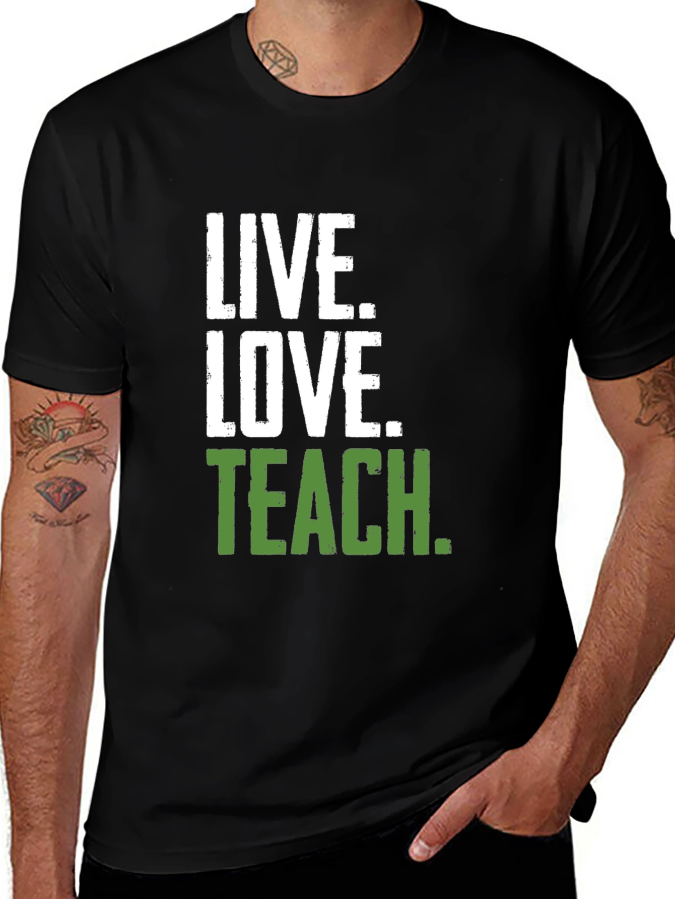 Live Love Teach Black Crewneck T-Shirt