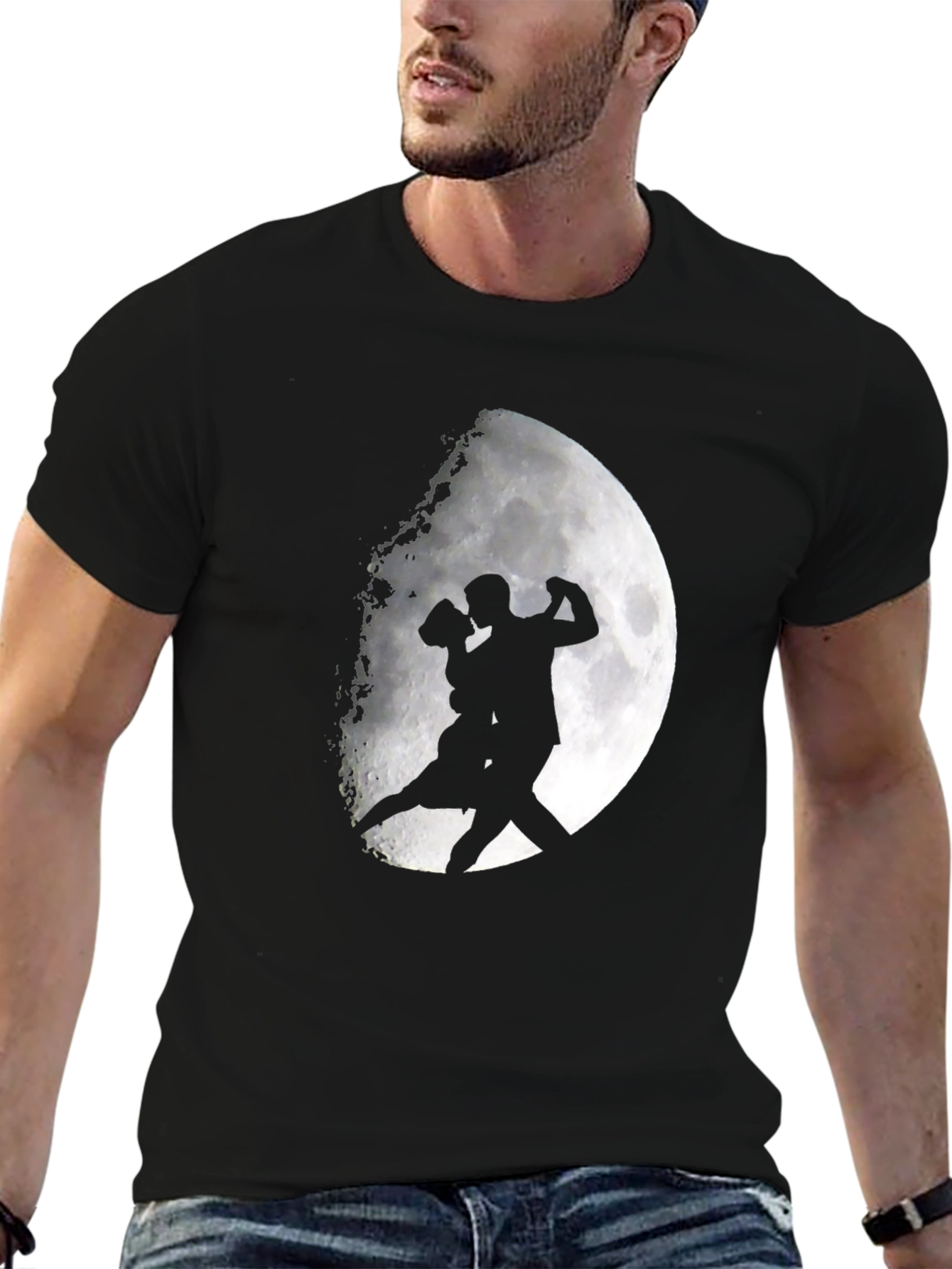 Moonlit Tango Graphic Tee - Black Cotton Shirt