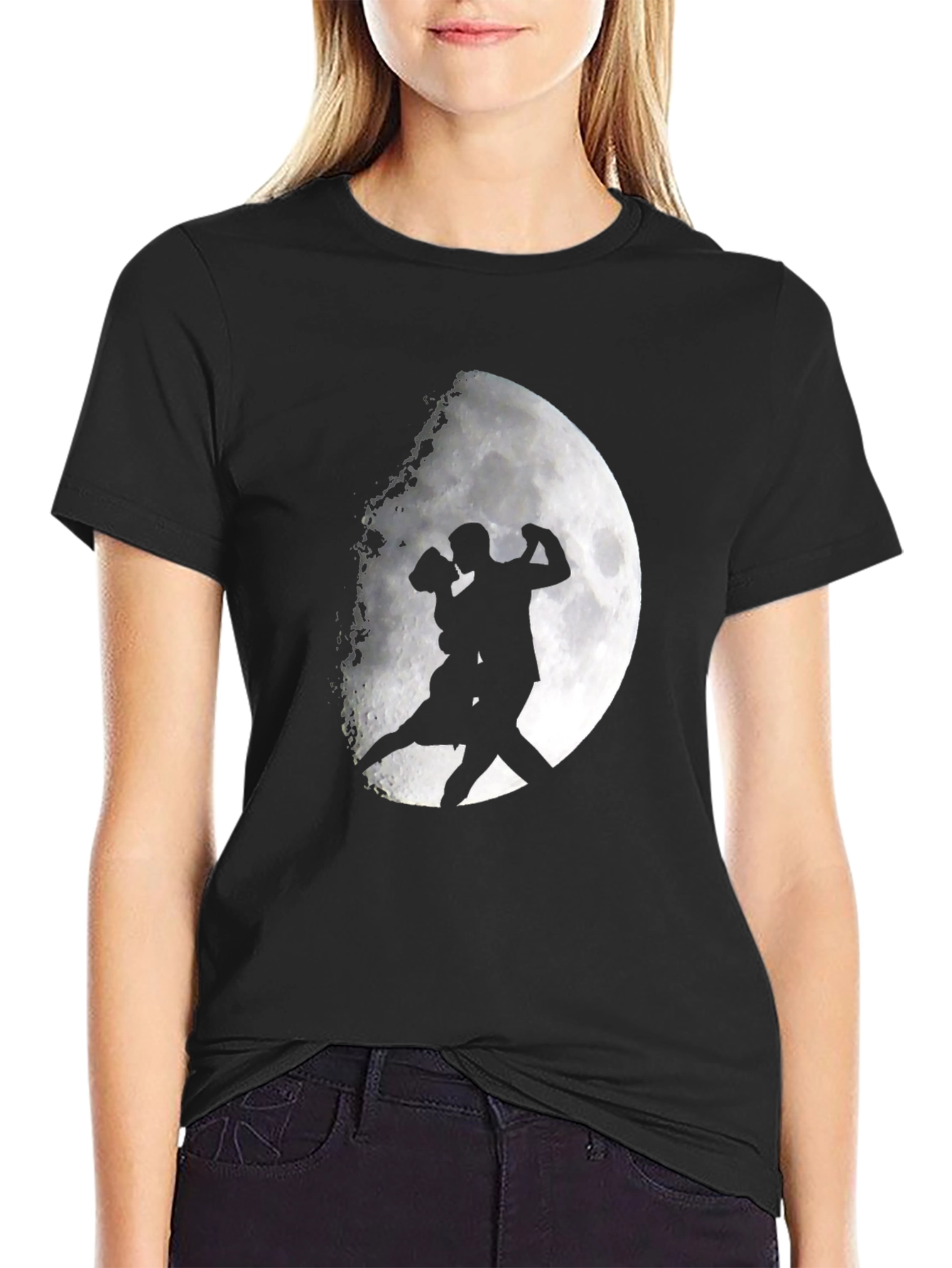 Moonlit Tango Graphic Tee - Black Cotton Shirt