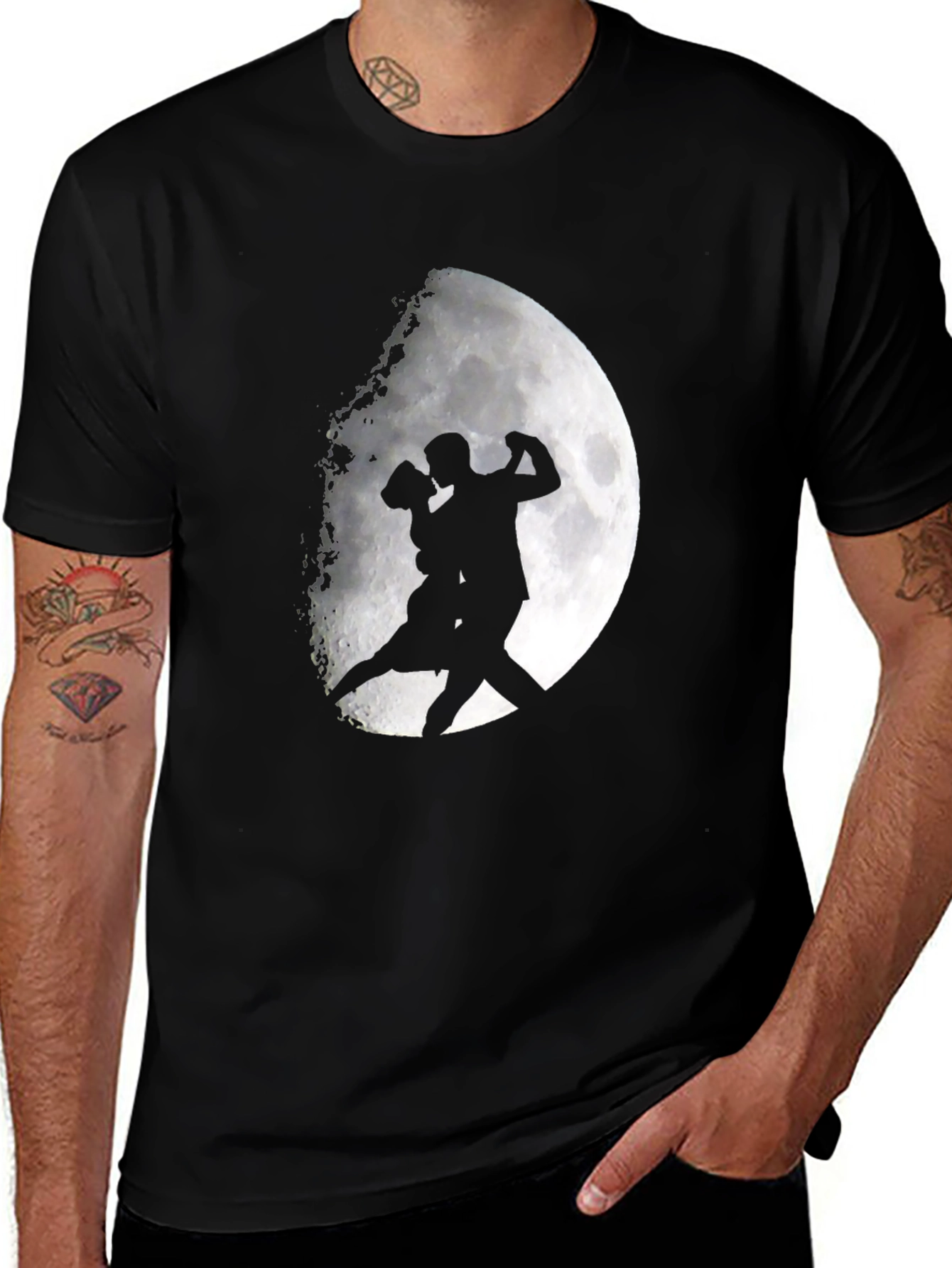 Moonlit Tango Graphic Tee - Black Cotton Shirt