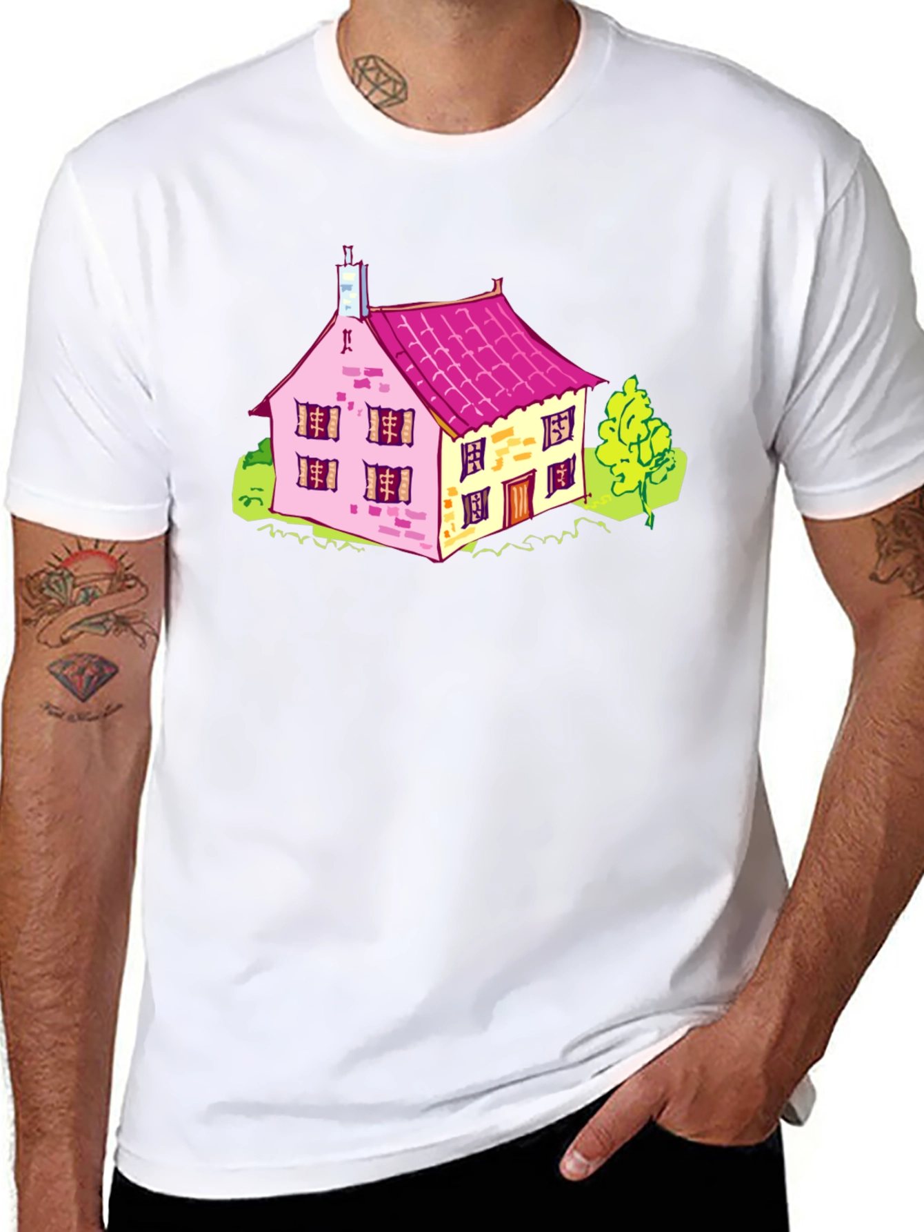 Cartoon House Graphic T-Shirt