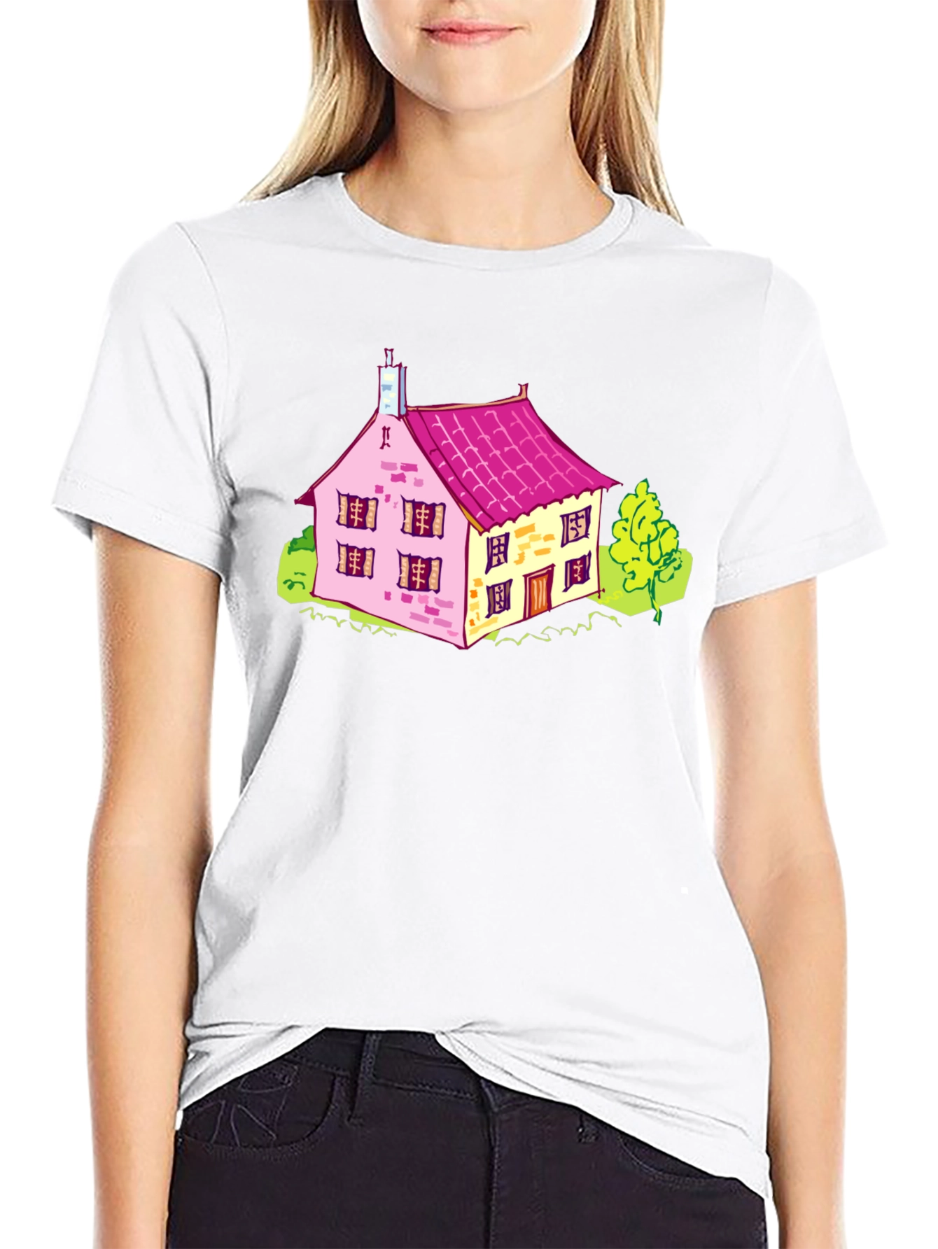 Cartoon House Graphic T-Shirt
