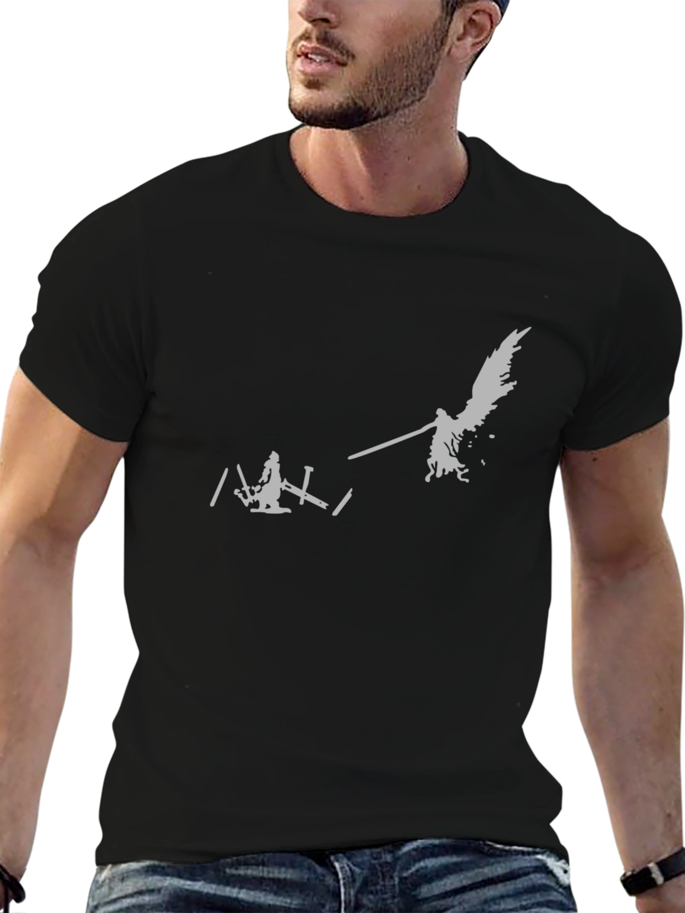 Epic Fantasy Battle Graphic Tee - Black