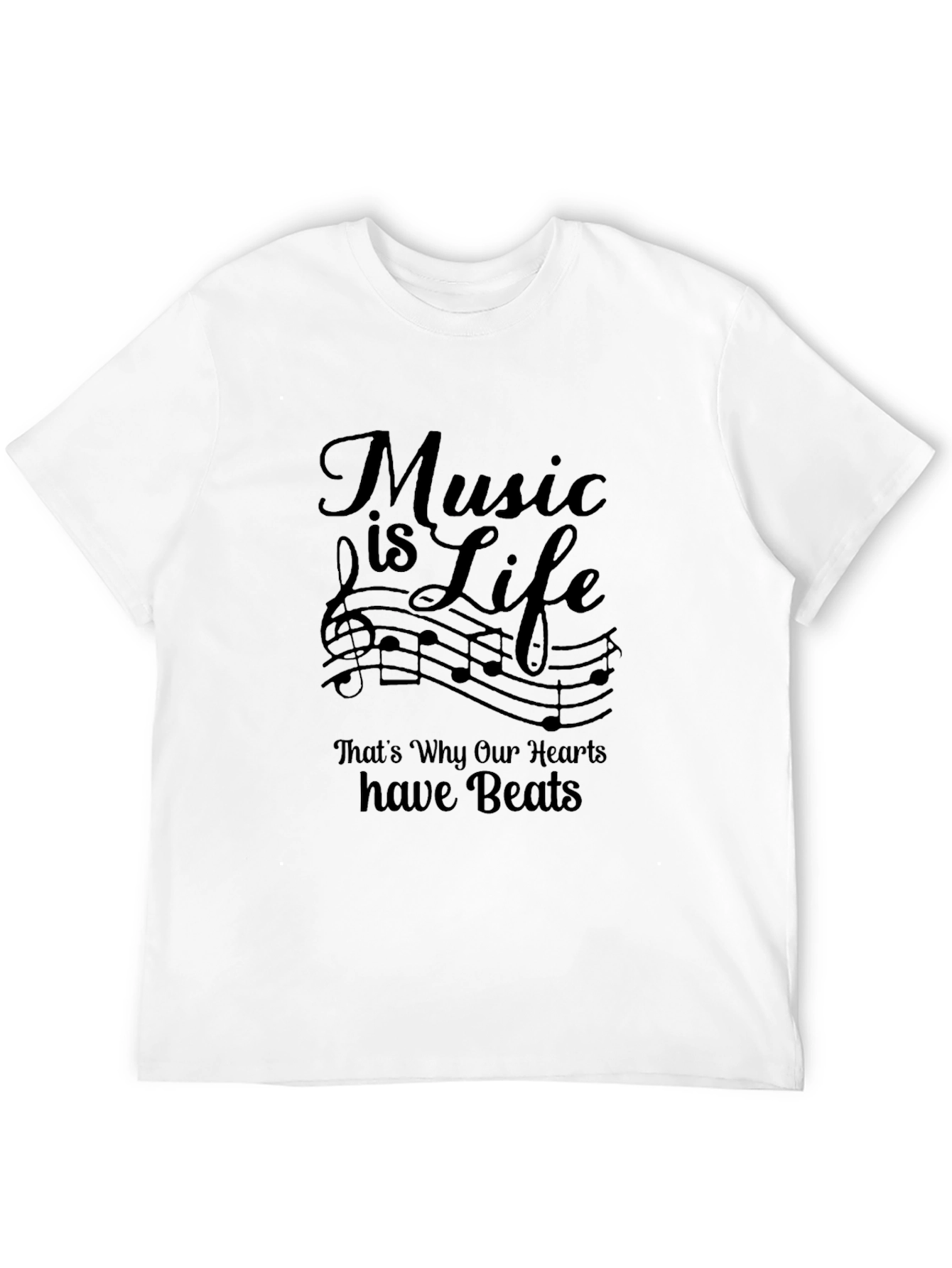 Music is Life Graphic Tee - Black Casual Shirt