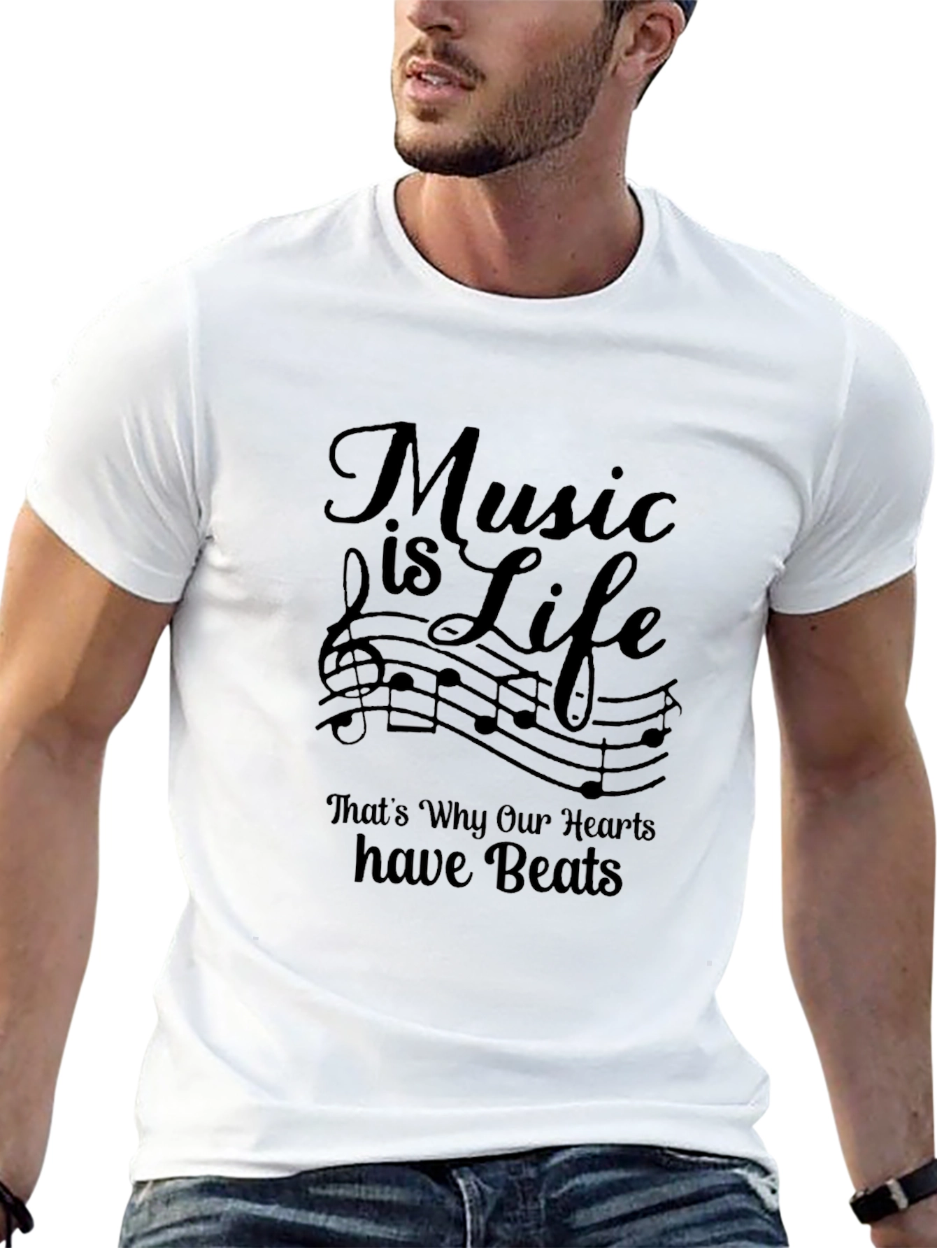 Music is Life Graphic Tee - Black Casual Shirt