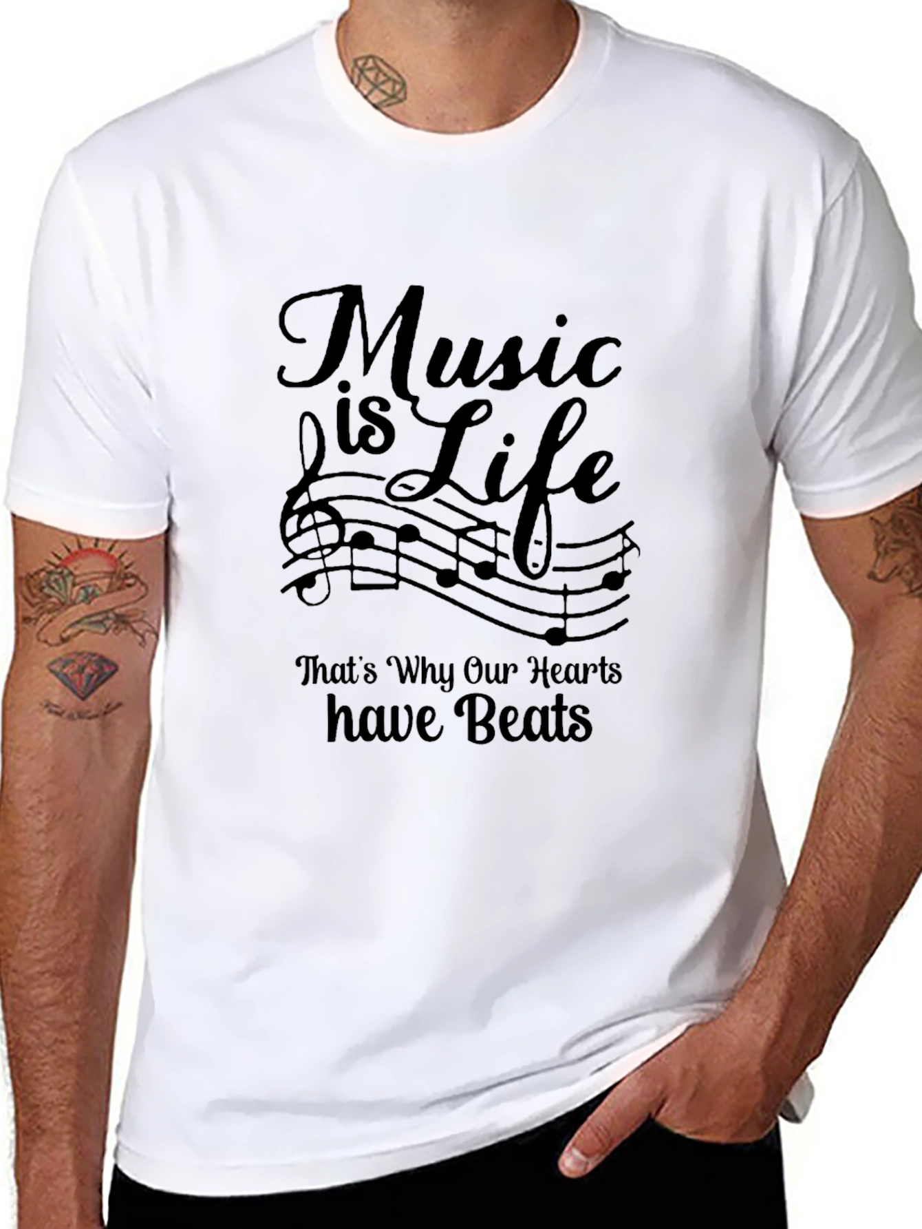 Music is Life Graphic Tee - Black Casual Shirt