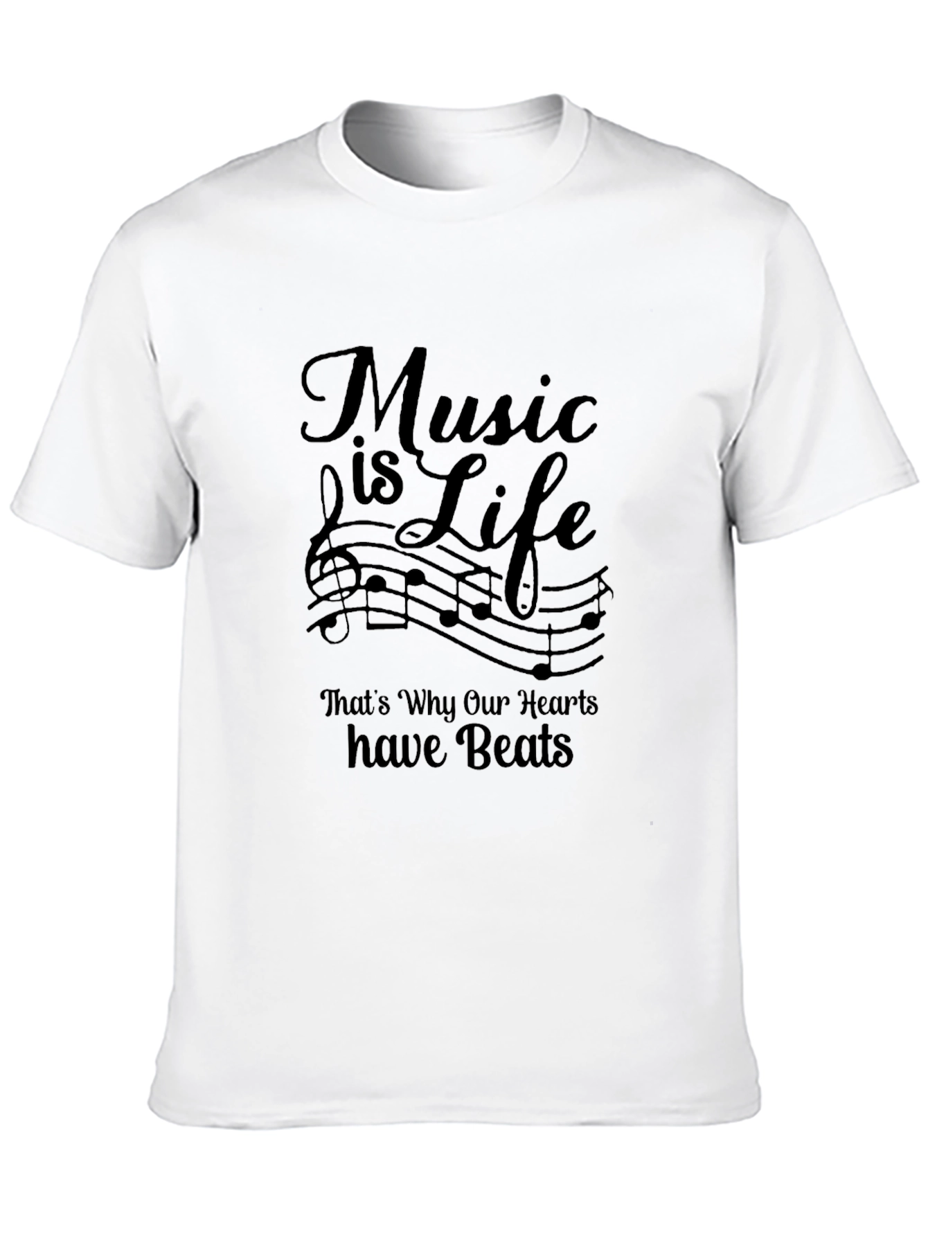 Music is Life Graphic Tee - Black Casual Shirt