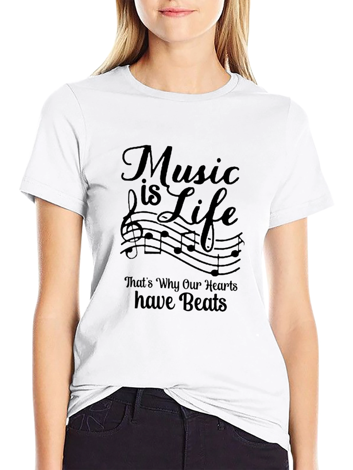 Music is Life Graphic Tee - Black Casual Shirt