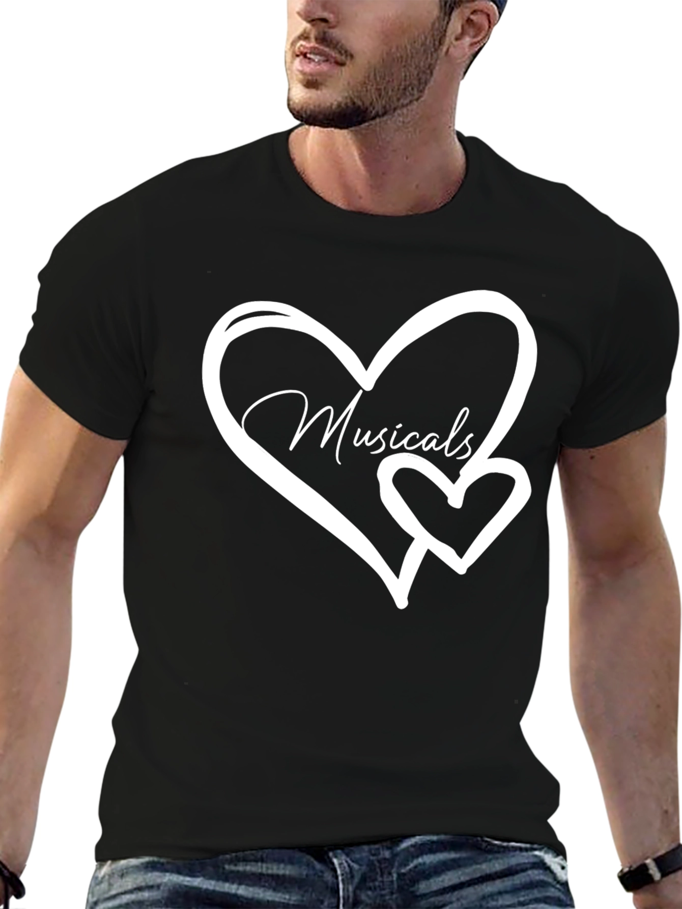 Musicals Heart Graphic T-Shirt - Black