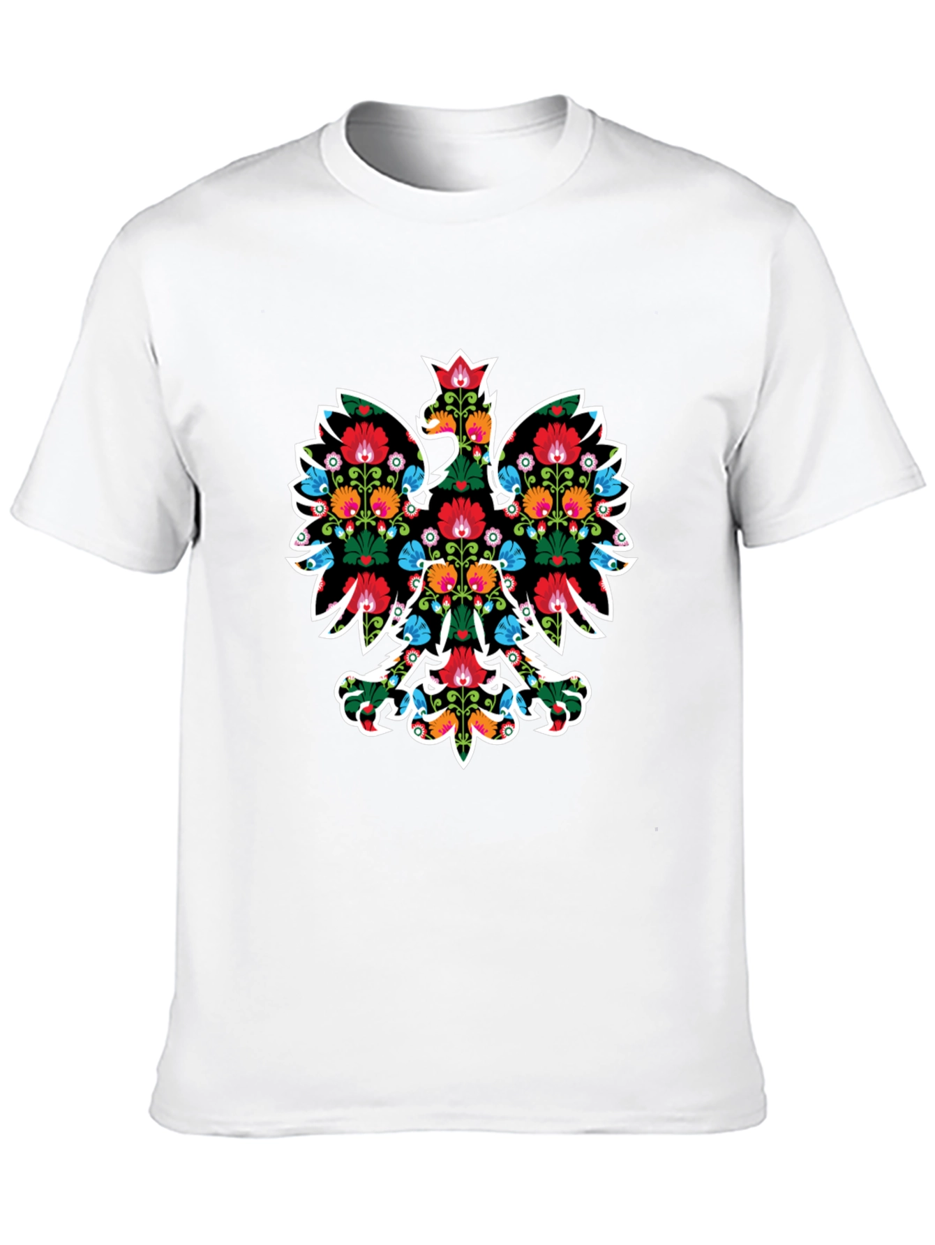 Floral Eagle Graphic Tee - Black Casual T-Shirt