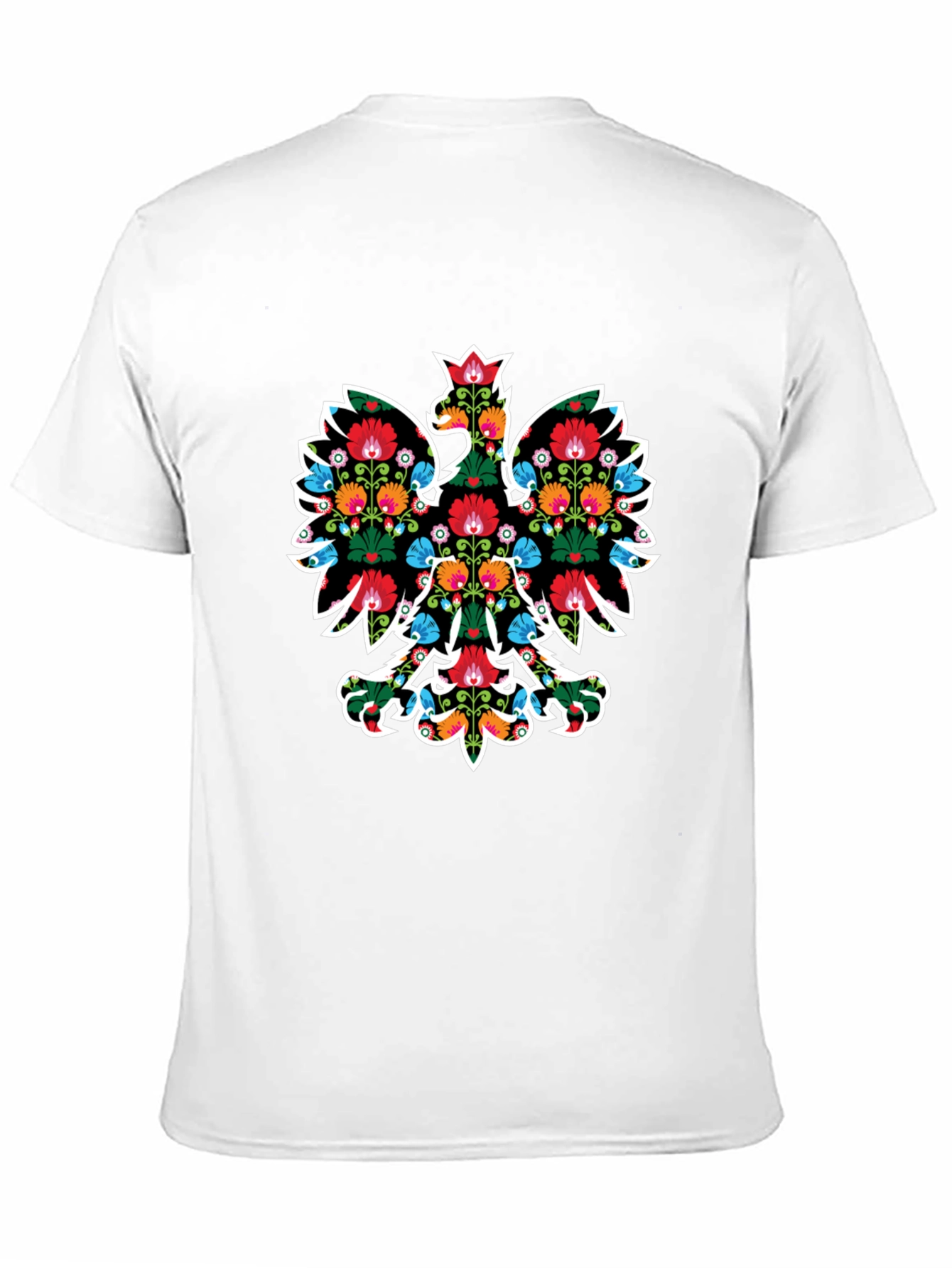 Floral Eagle Graphic Tee - Black Casual T-Shirt