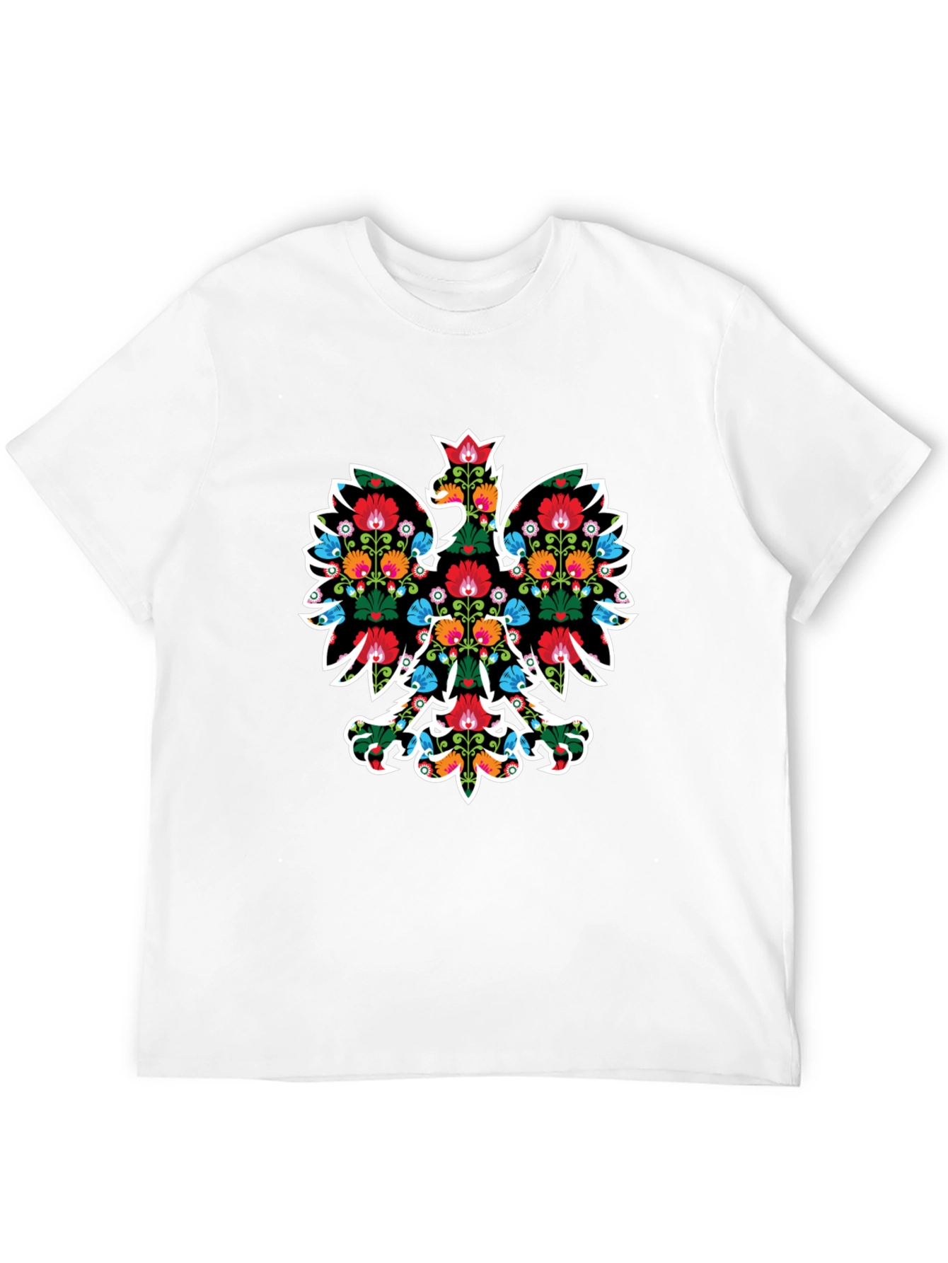 Floral Eagle Graphic Tee - Black Casual T-Shirt