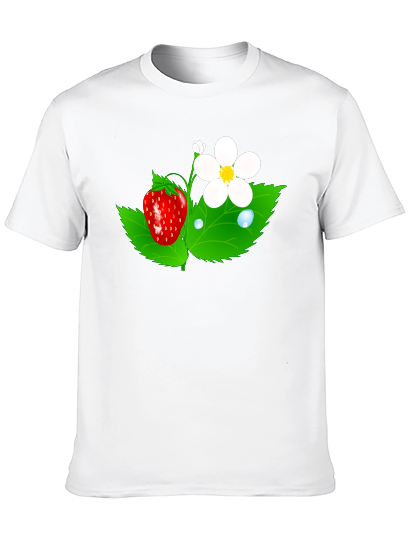Strawberry Flower Graphic Black T-Shirt