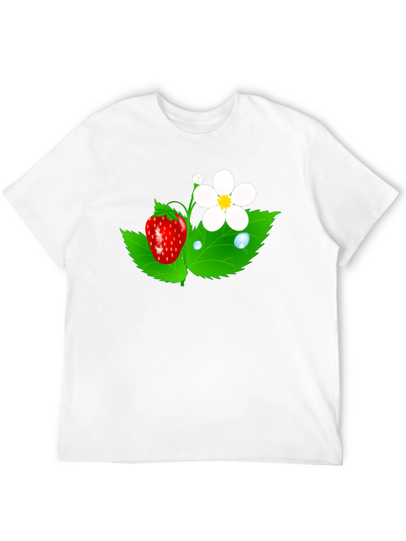 Strawberry Flower Graphic Black T-Shirt