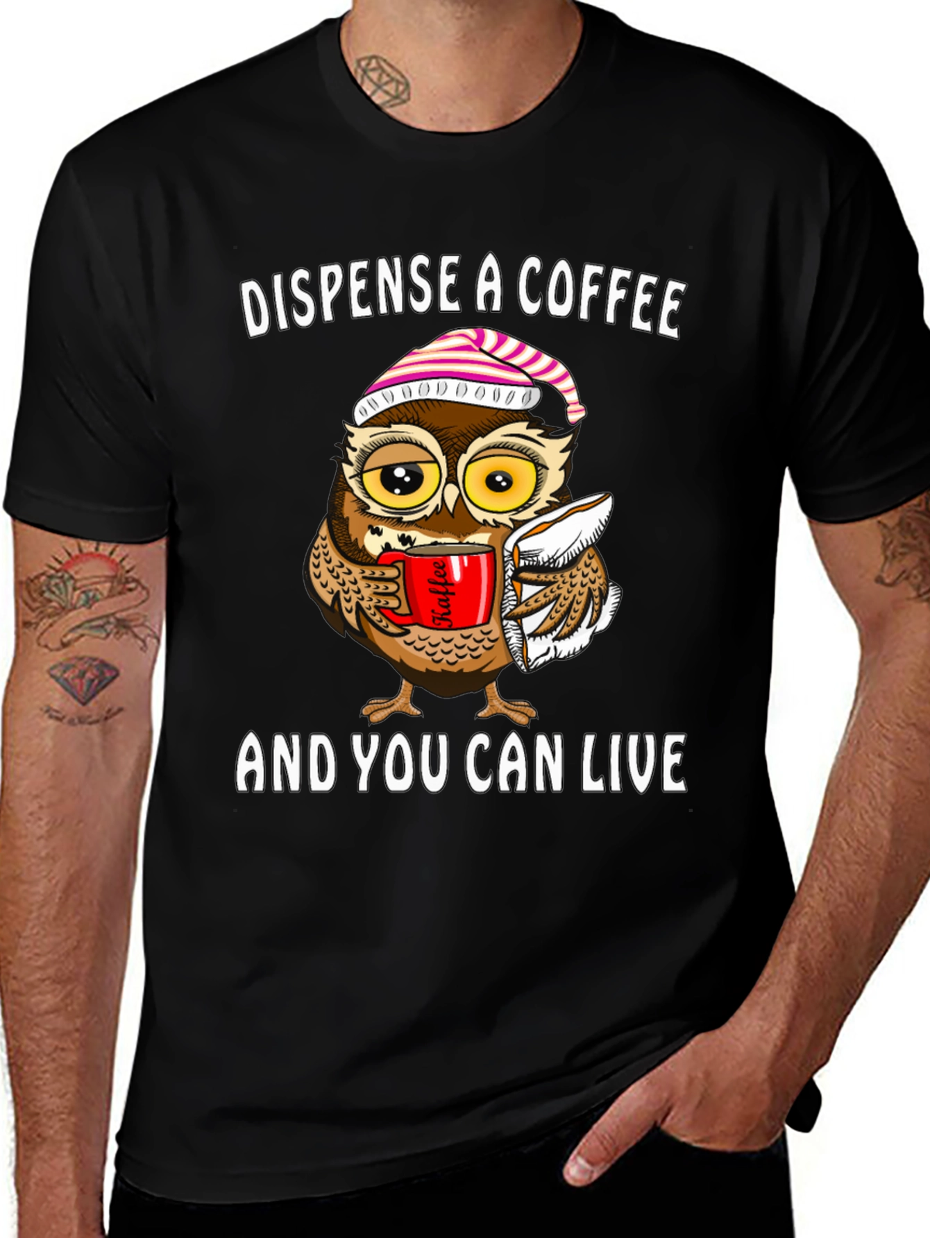 Coffee Owl Graphic Tee - Dispense Coffee & Live