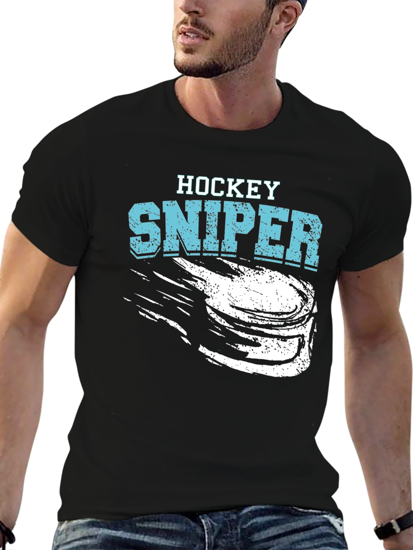 Hockey Sniper T-Shirt - Black Graphic Tee