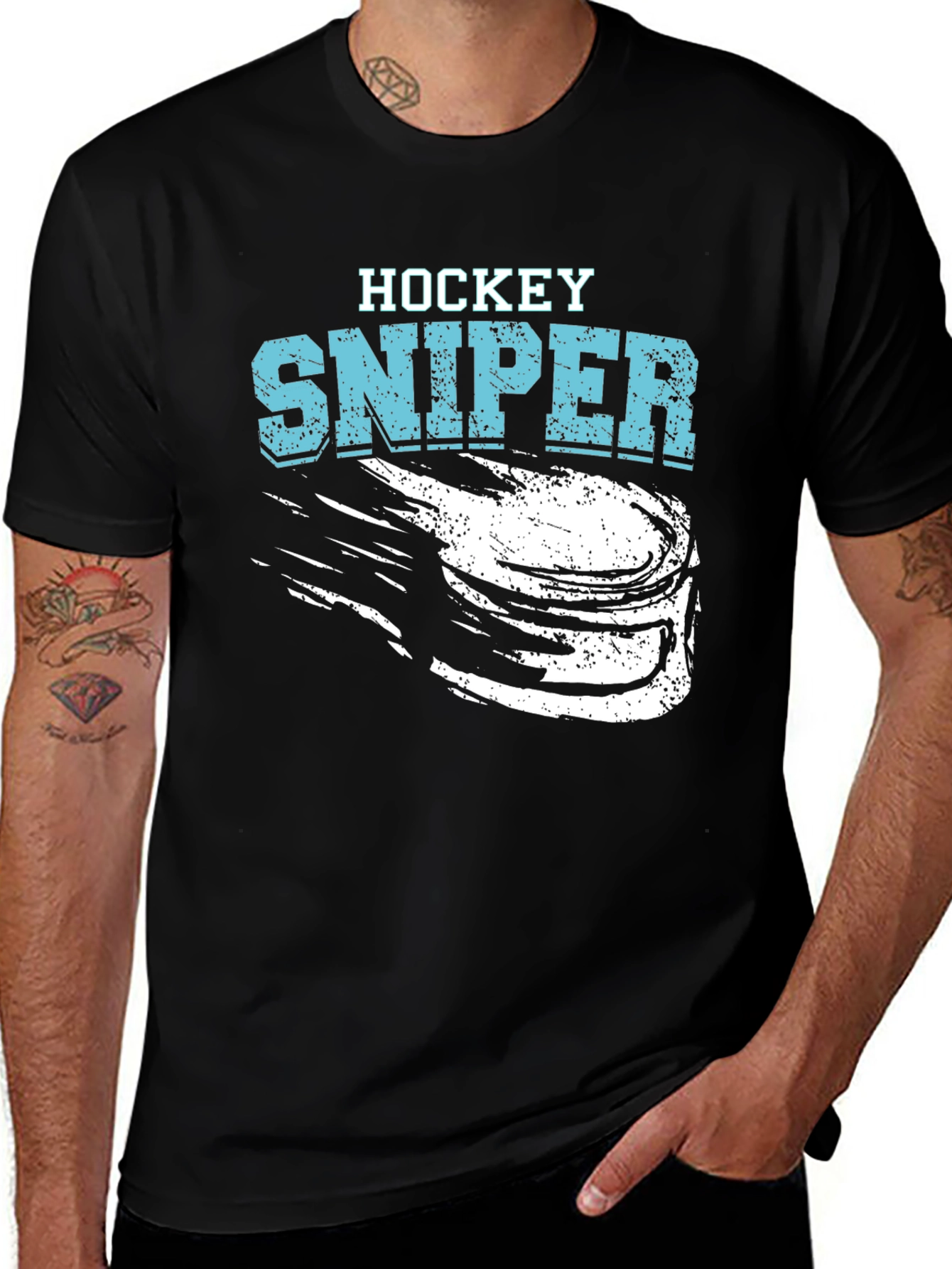 Hockey Sniper T-Shirt - Black Graphic Tee