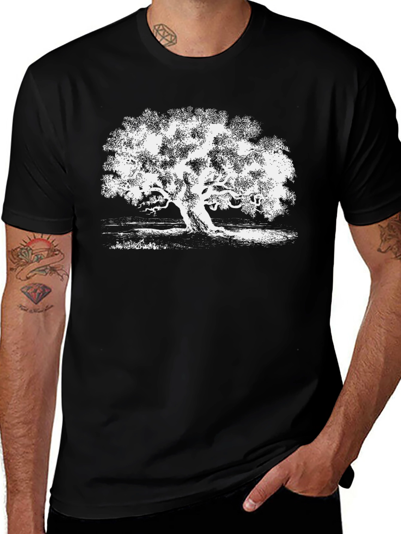 Tree Graphic Black T-Shirt for Nature Lovers