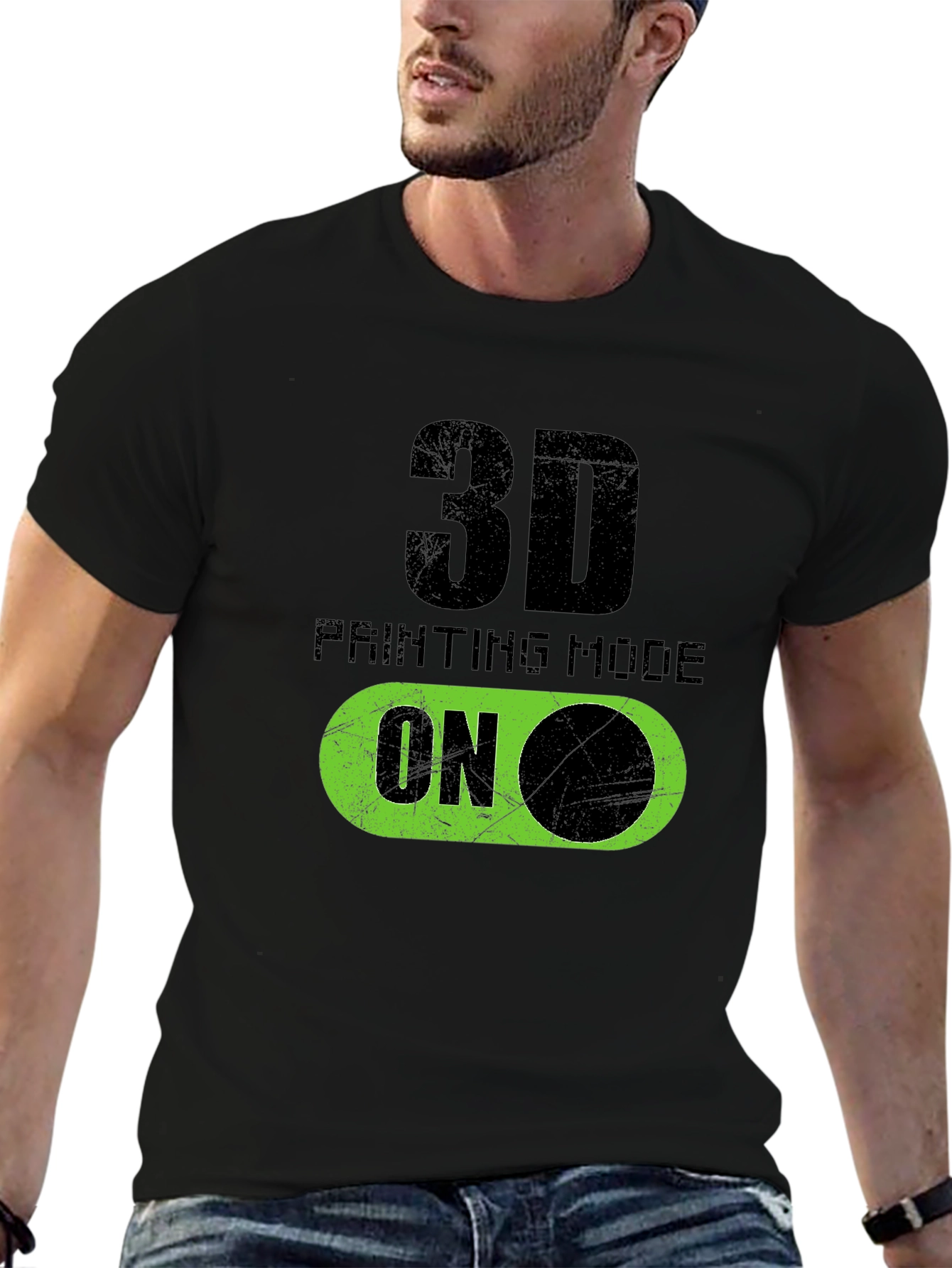 3D Printing Mode On Graphic T-Shirt
