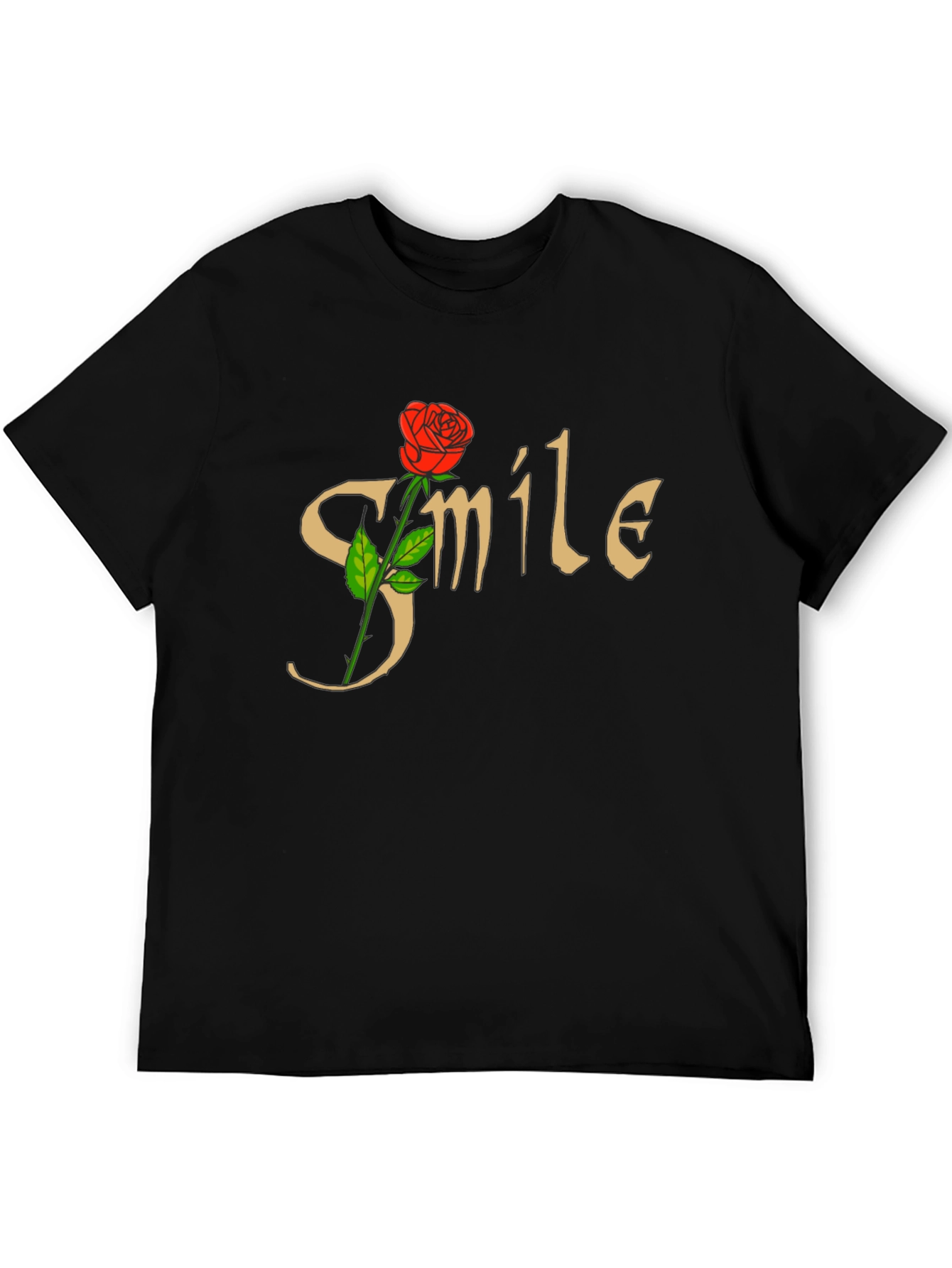 Smile Rose Graphic T-Shirt - Trendy Casual Tee