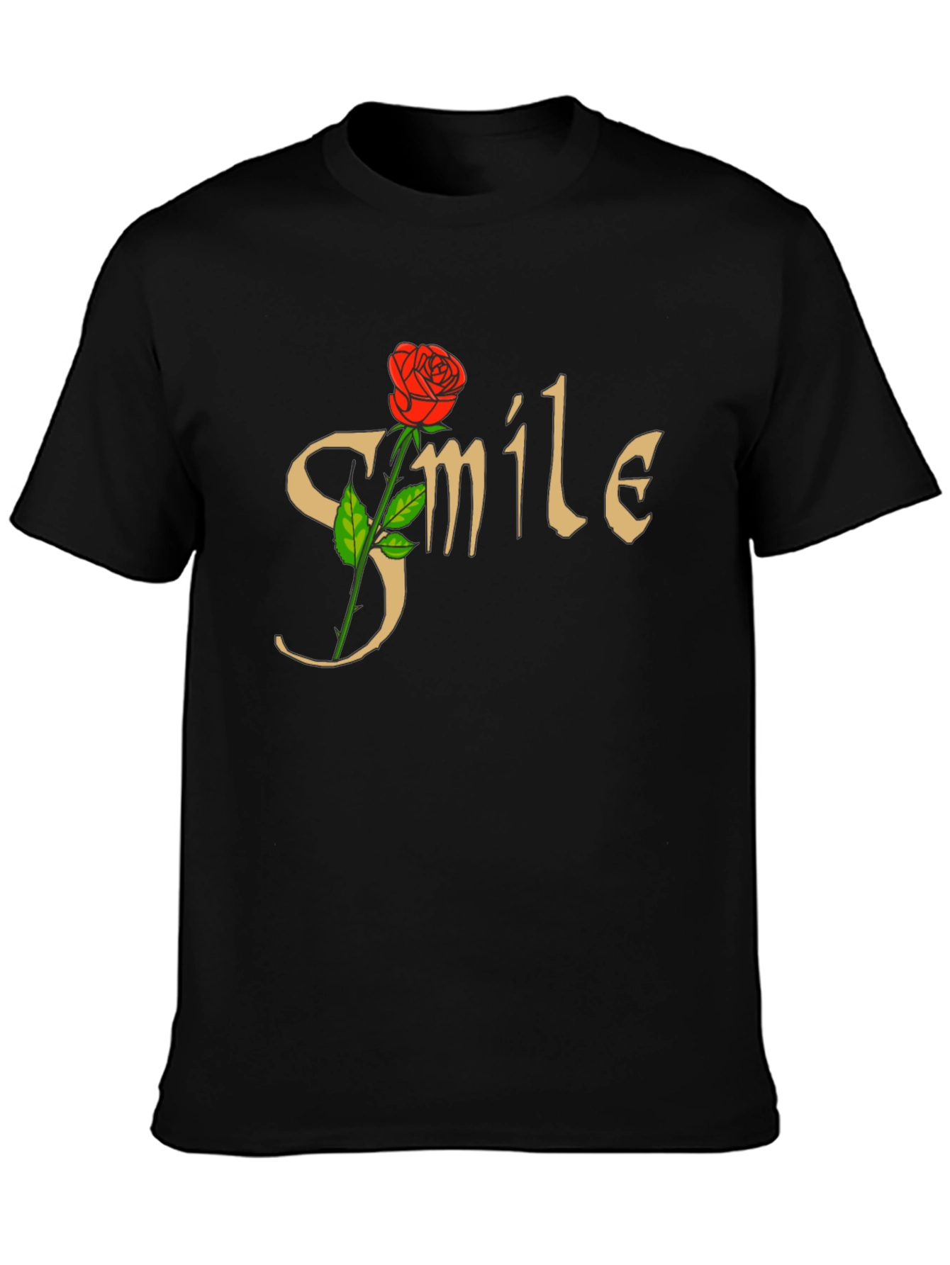 Smile Rose Graphic T-Shirt - Trendy Casual Tee