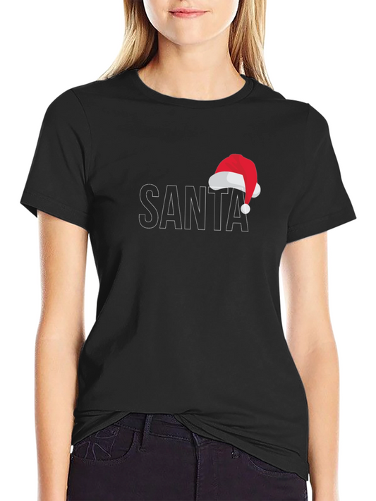 Festive Santa Hat Graphic Tee - Holiday Apparel
