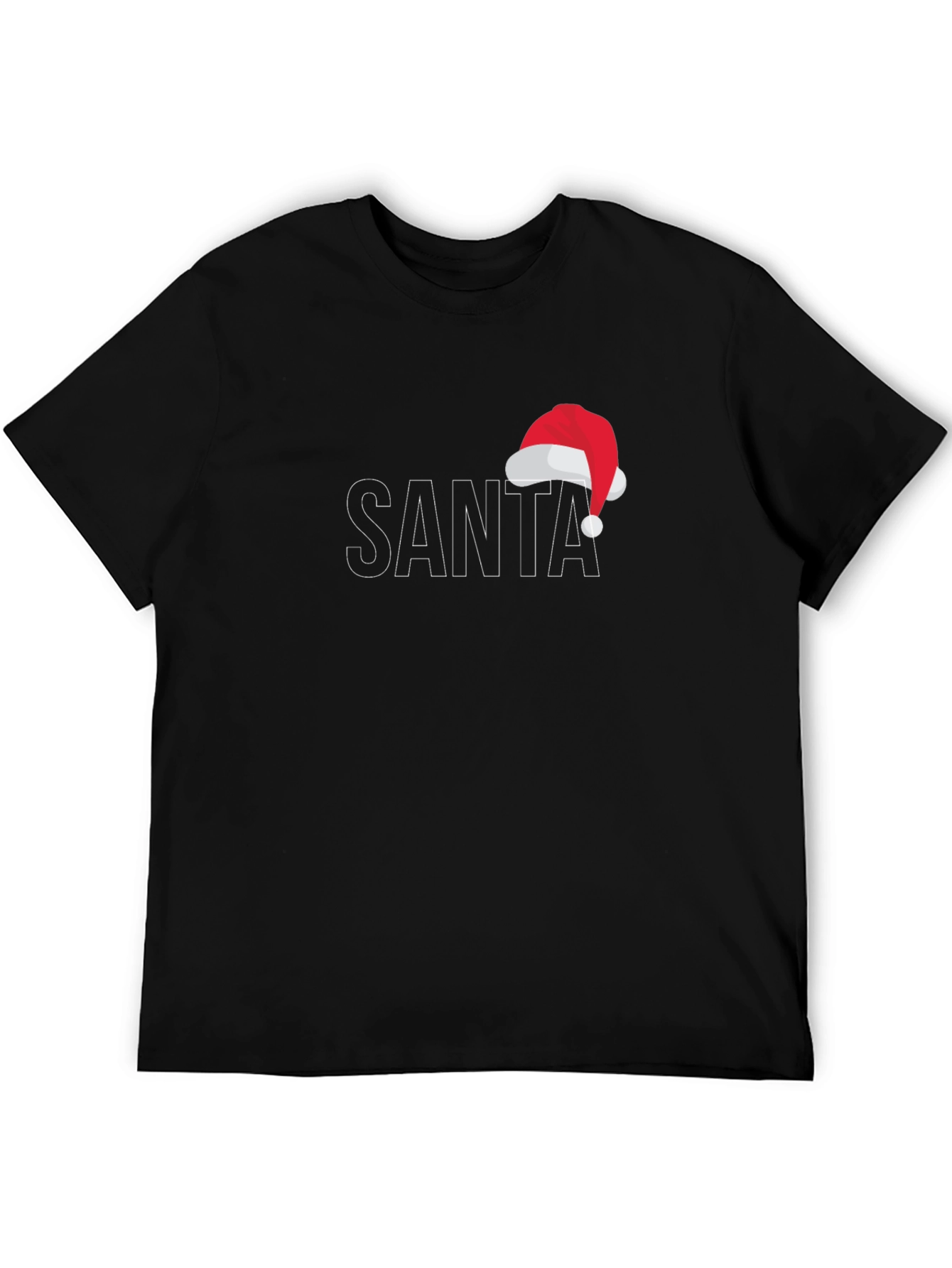Festive Santa Hat Graphic Tee - Holiday Apparel