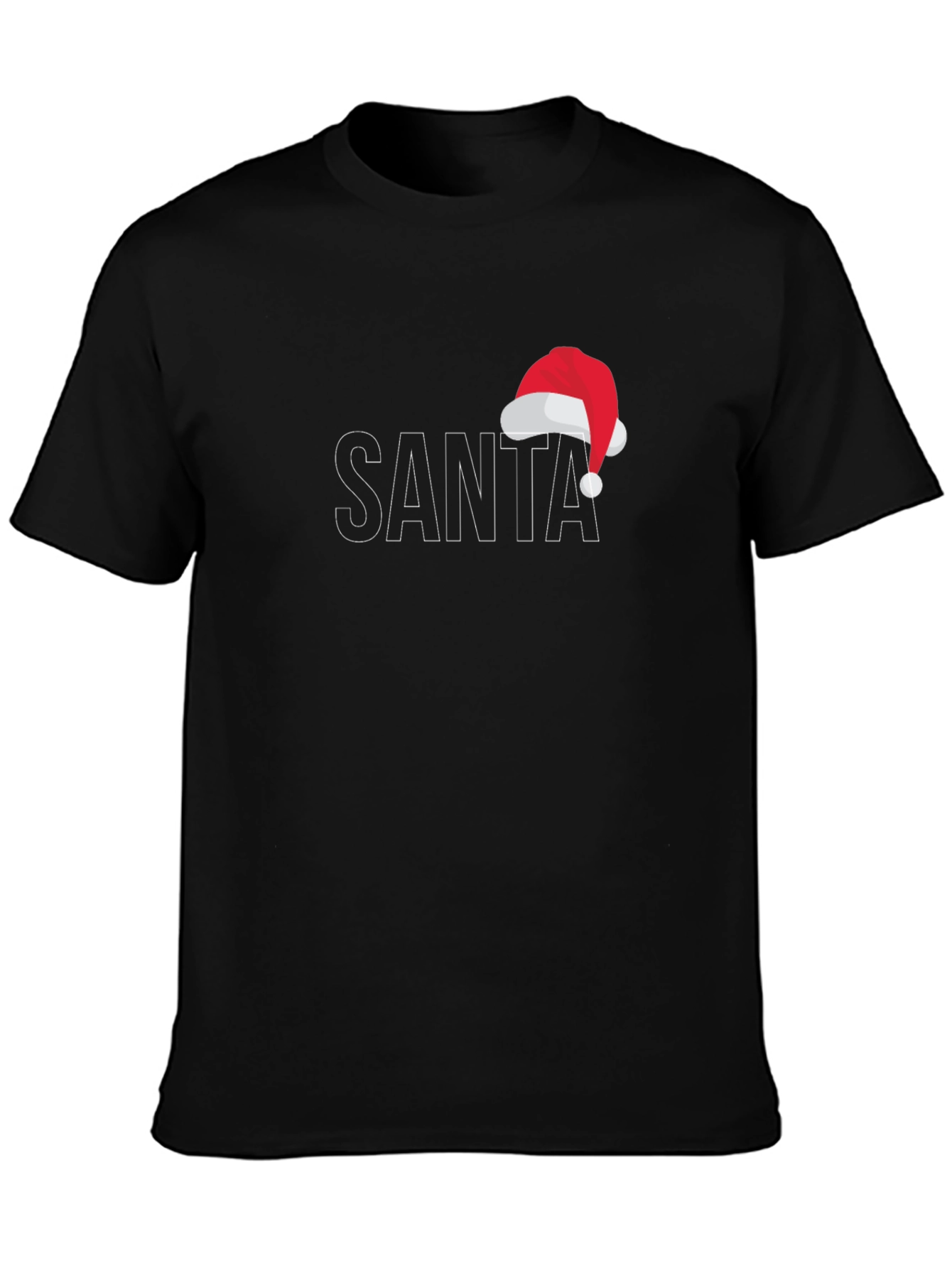 Festive Santa Hat Graphic Tee - Holiday Apparel