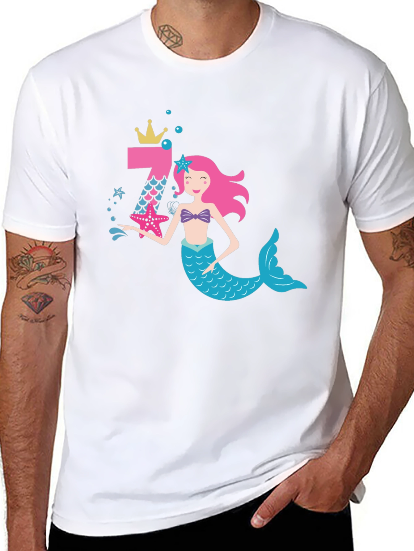 Mermaid Birthday Girl Shirt - Number 7 Tee