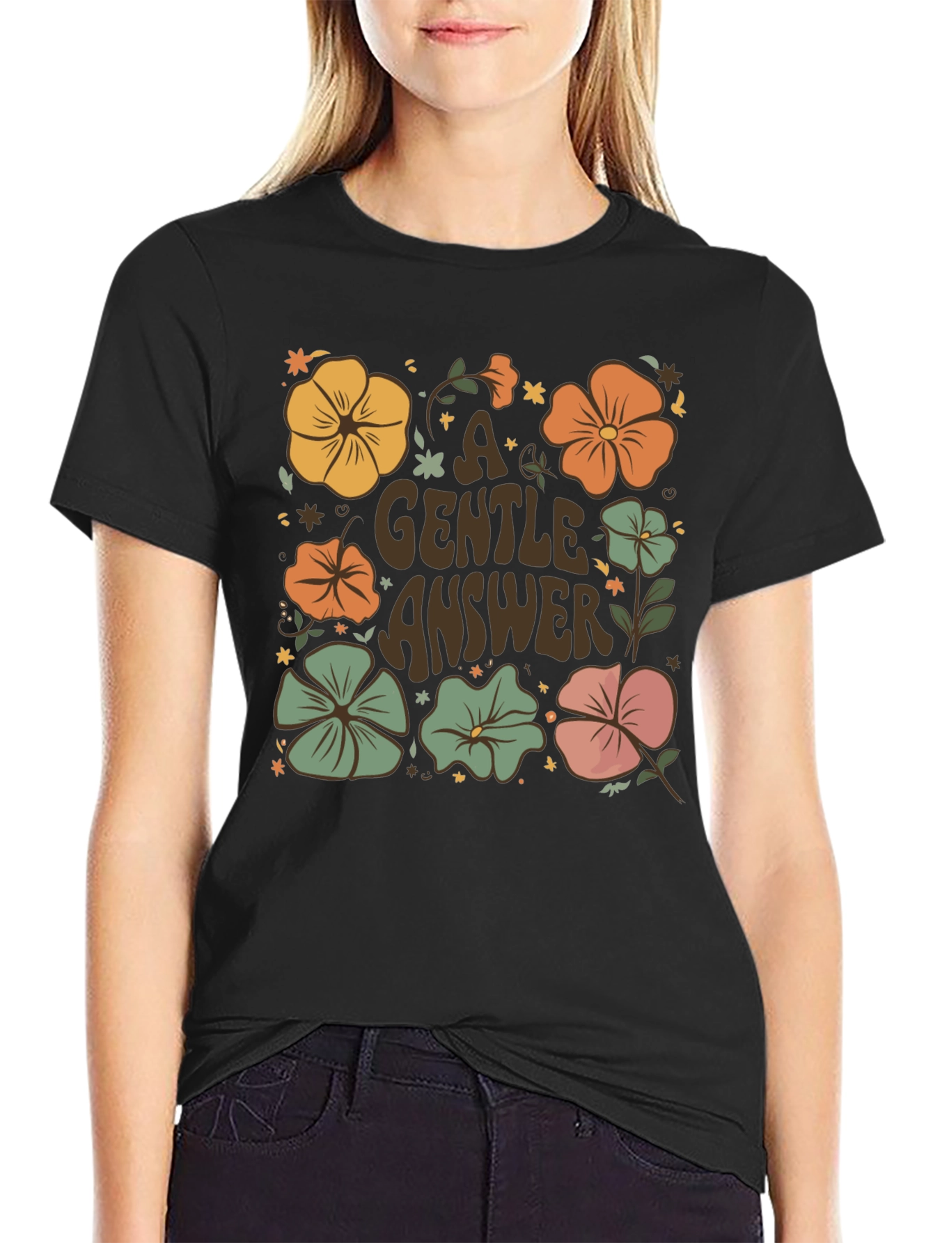 Floral A Gentle Answer Graphic Tee