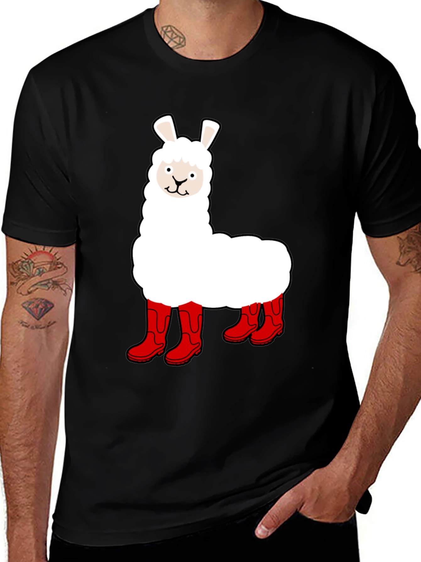 Llama in Boots Graphic Tee - Funny Animal T-Shirt