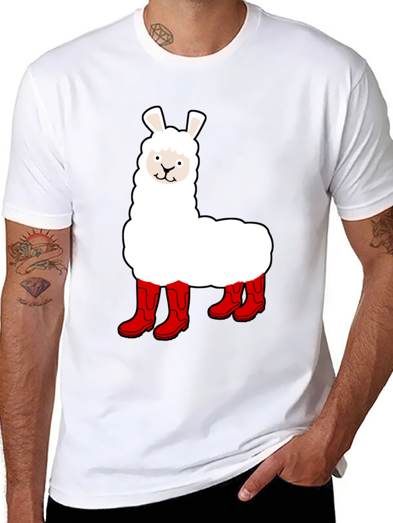 Llama in Boots Graphic Tee - Funny Animal T-Shirt