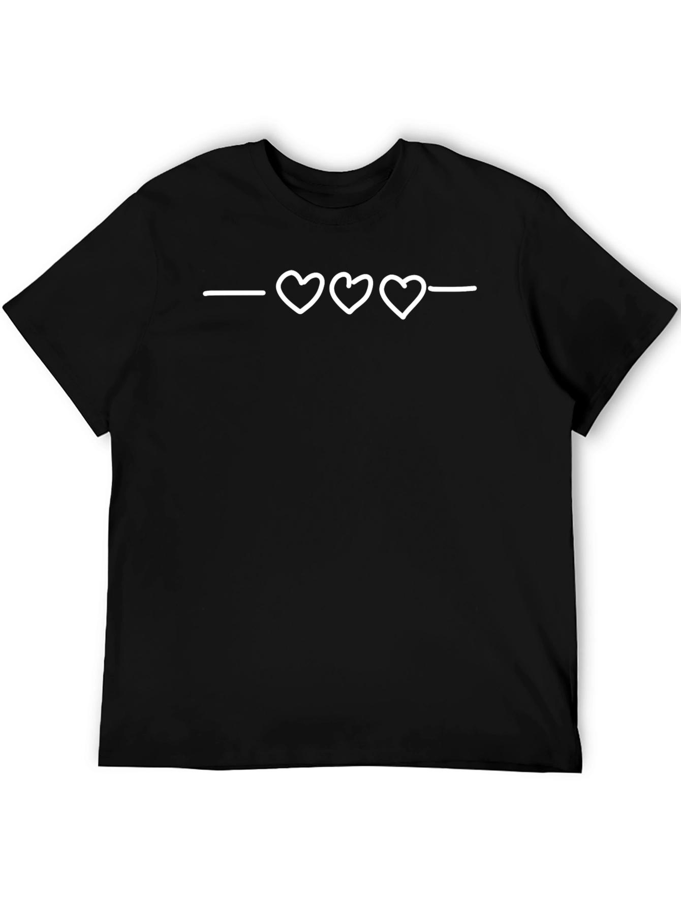 Black Tee with White Hearts Design