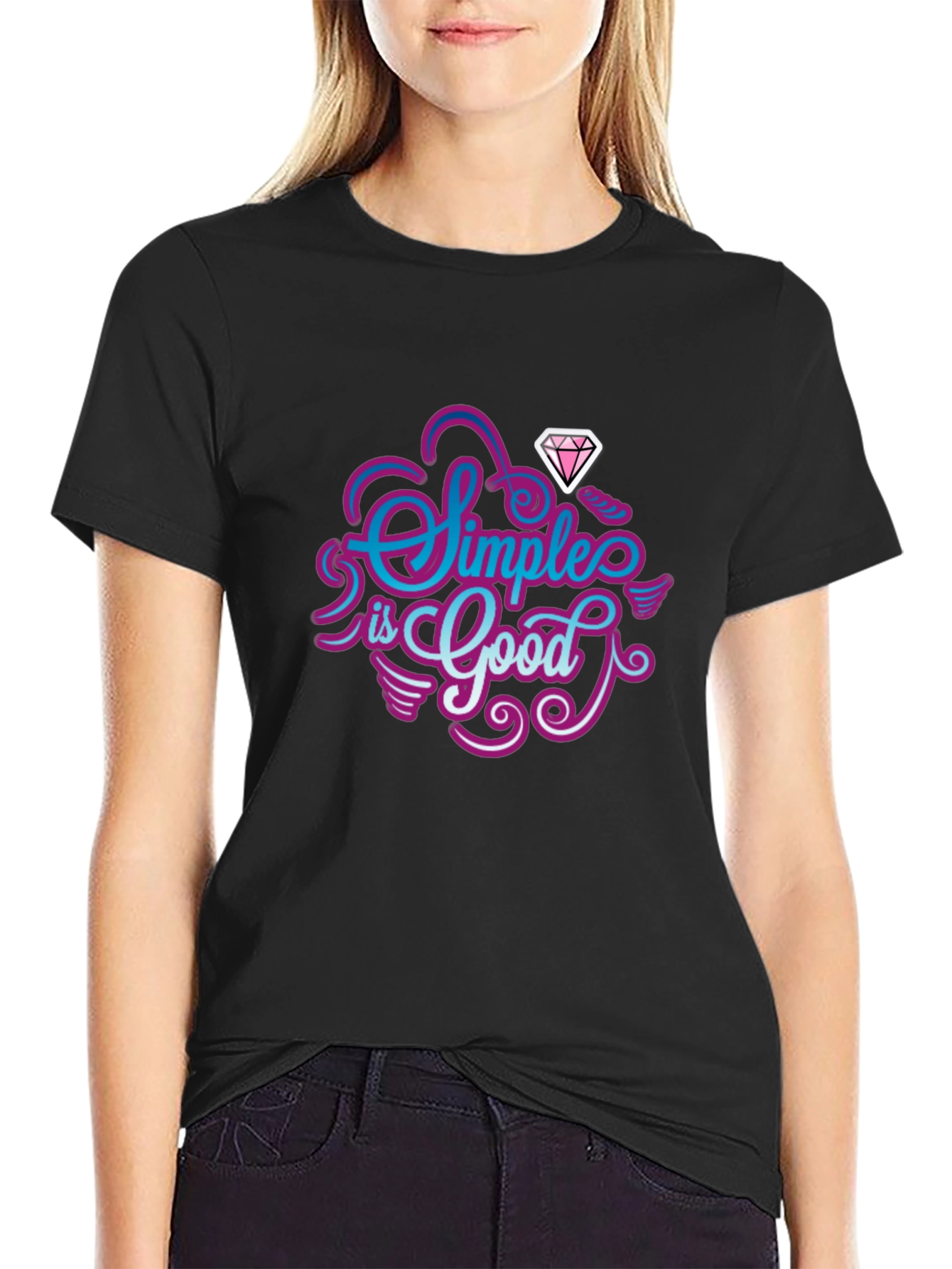 Simple is Good Graphic Tee - Mens Black T-Shirt