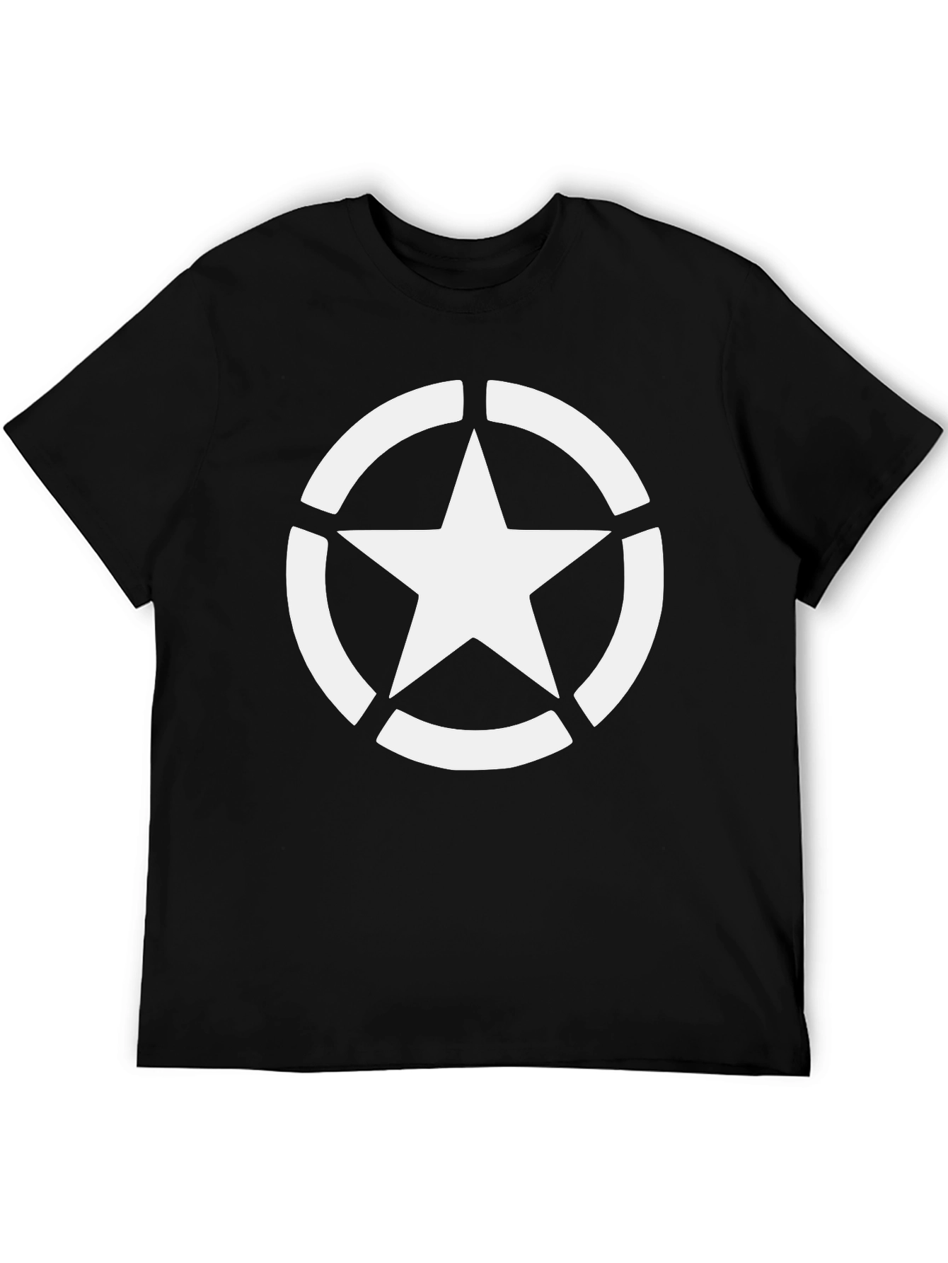 Star Graphic Tee - Black Cotton Casual T-Shirt