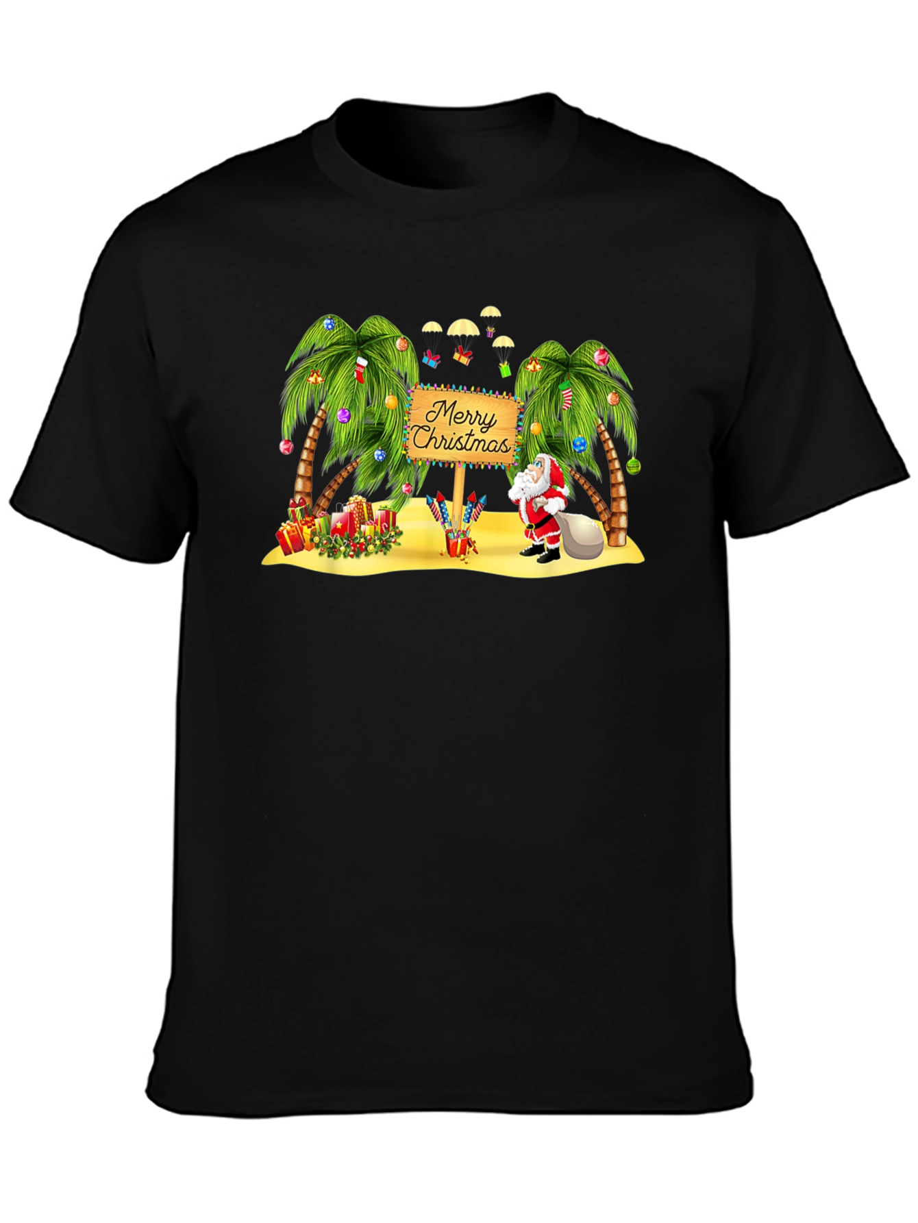 Tropical Christmas T-Shirt Santa Beach