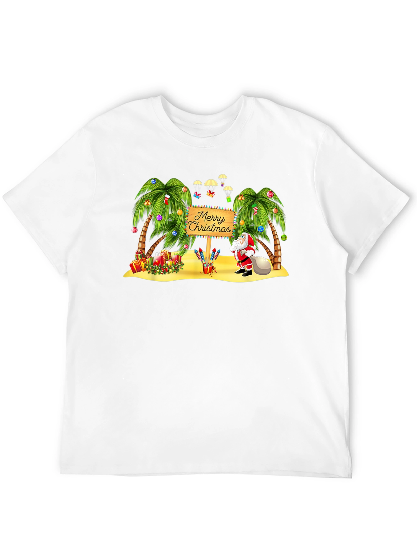 Tropical Christmas T-Shirt Santa Beach