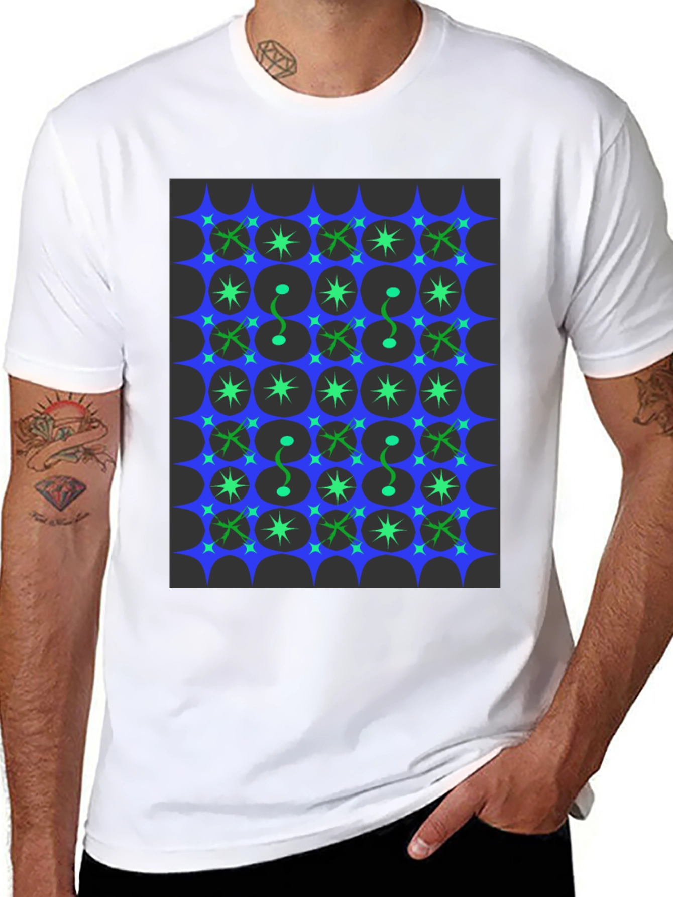 Retro Atomic Starburst Pattern T-Shirt